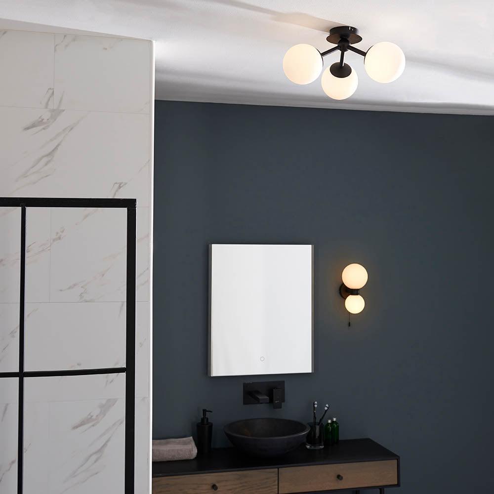 pulsa 3 light semi flush bathroom ceiling light light by Endon Lighting Living Room Unlit Shot