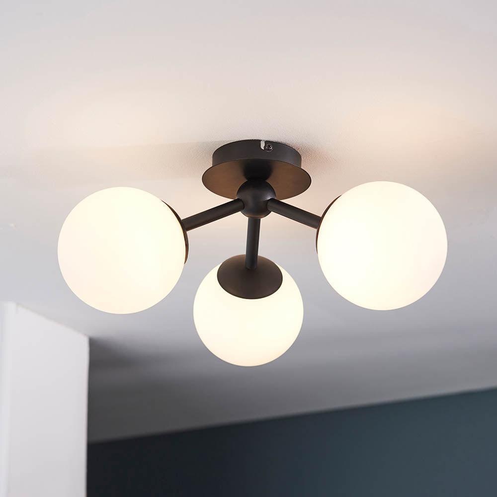 pulsa 3 light semi flush bathroom ceiling light light by Endon Lighting Bedroom Hero Shot