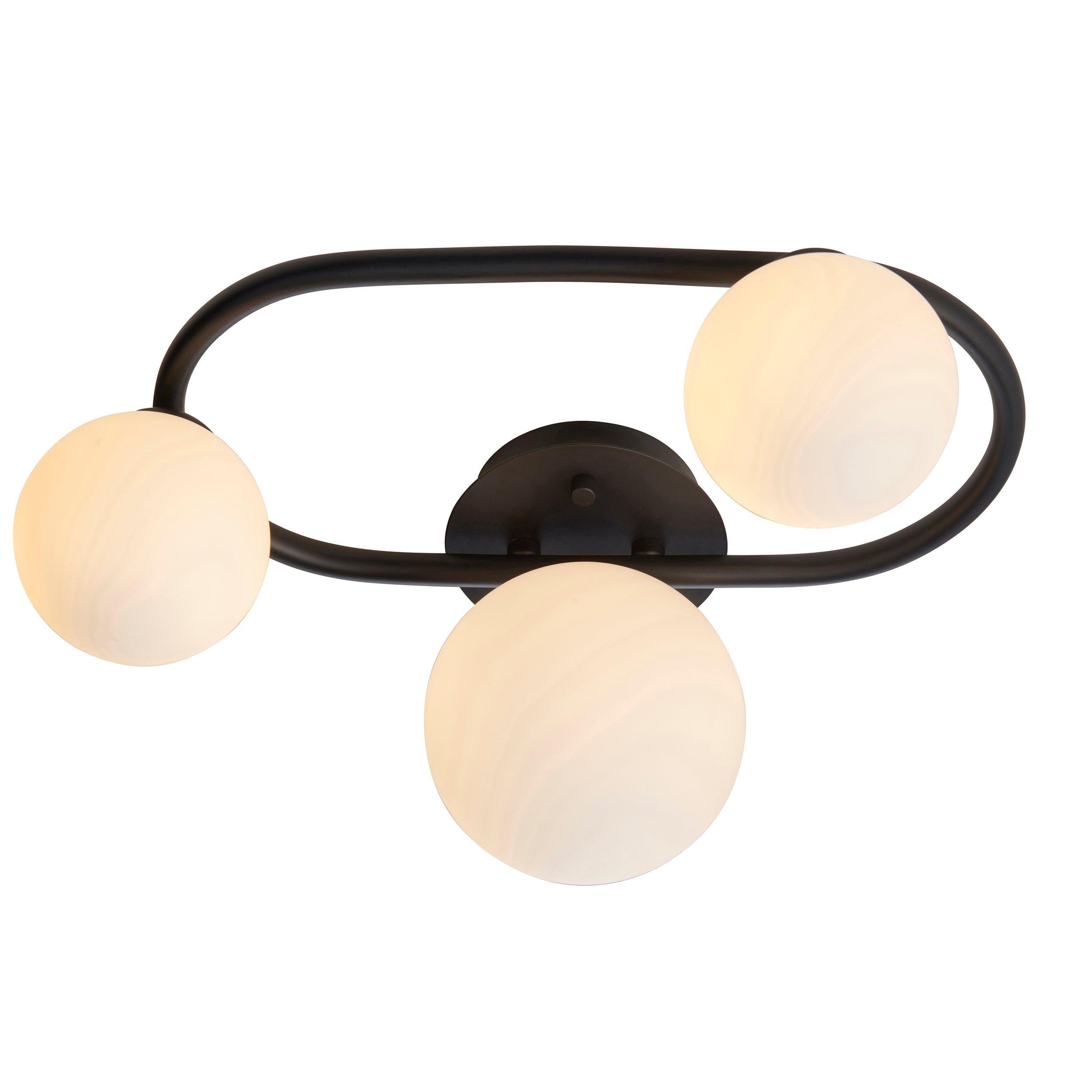 pulsa 3 light black glass semi flush ceiling light by Endon Lighting Living room image