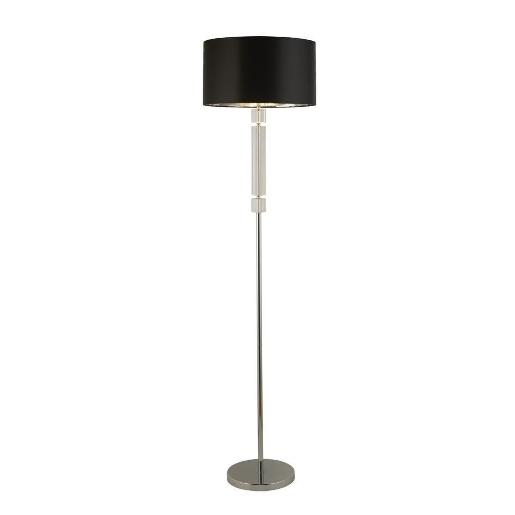 Searchlight Kylie Chrome/Glass Floor Lamp - Black Shade by 1