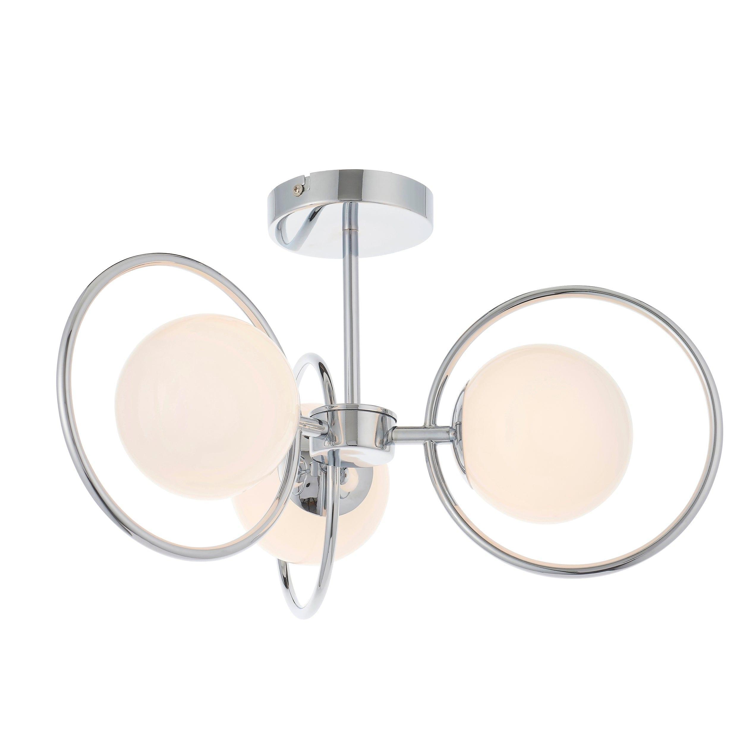 Endon Orb 3 Light Semi Flush Polished Chrome Ceiling Light Living room Image