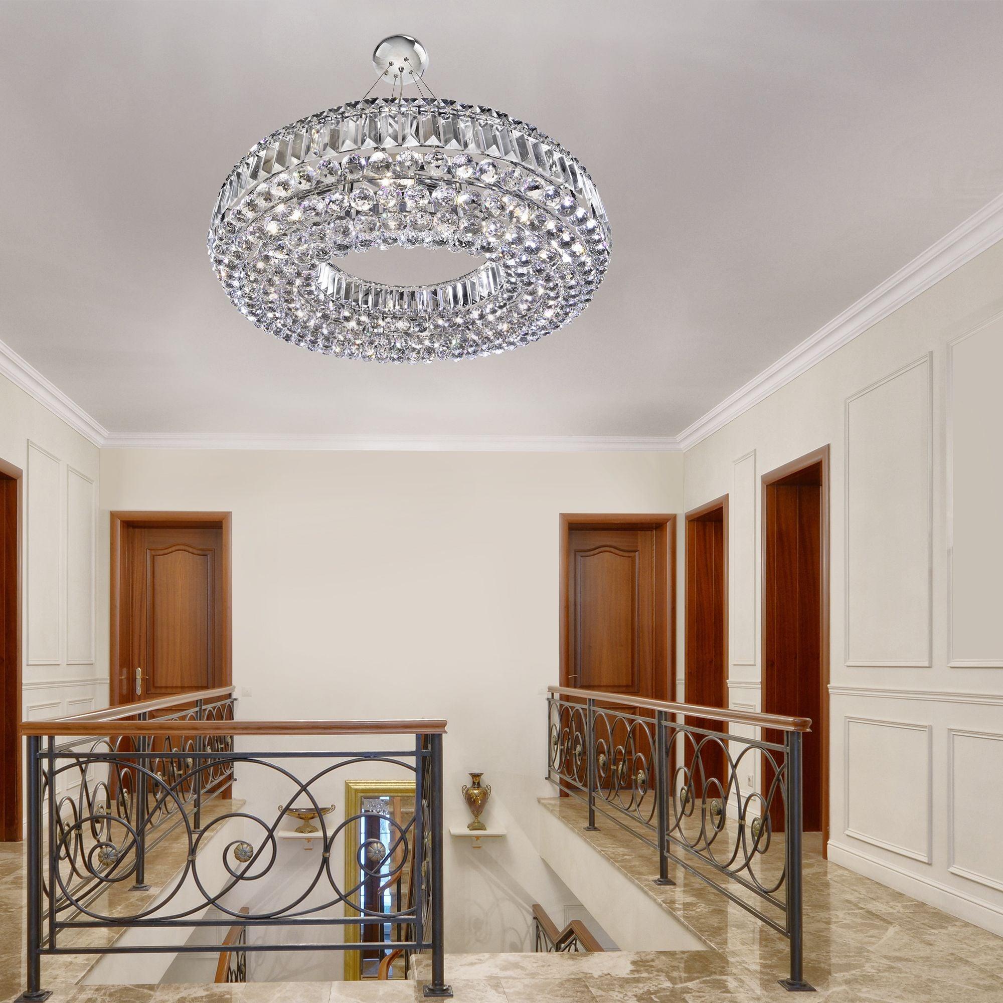 Vesuvius Circular 10 Light Chrome & Crystal Ceiling Pendant-Ceiling Pendant Lights-5-Tiffany Lighting Direct