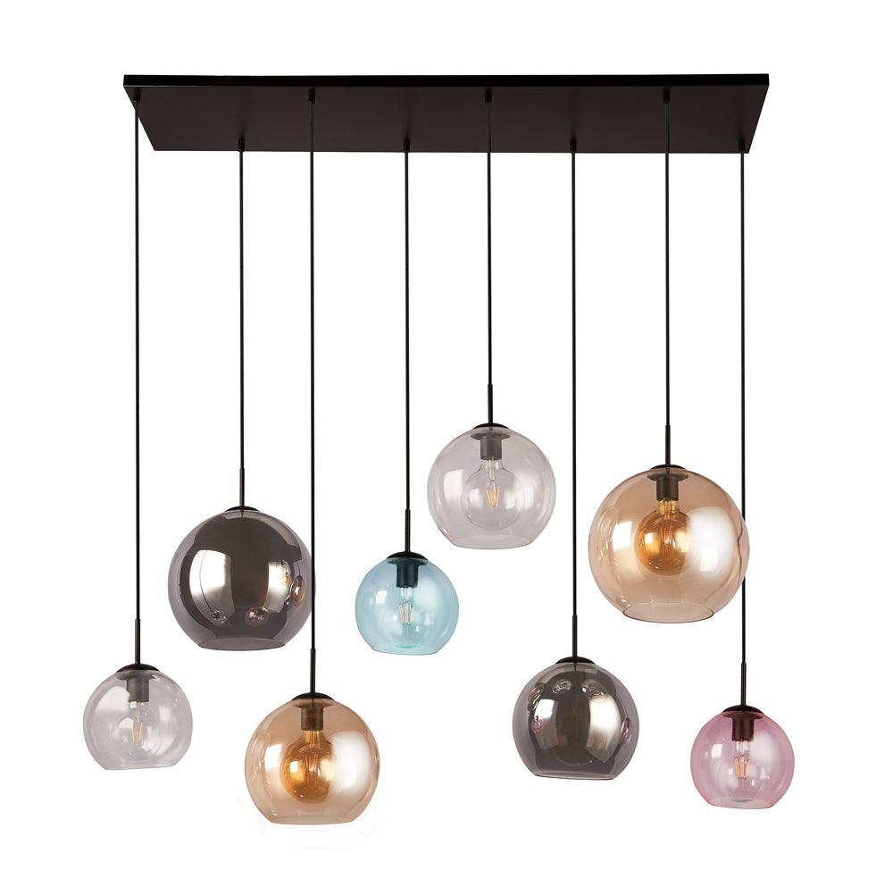 Mardi Gras II 8 Light Bar Pendant - Multi-Colour Glass Shades-Ceiling Pendant Lights-2-Tiffany Lighting Direct