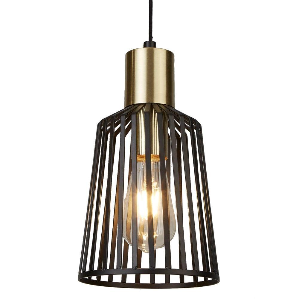 Bird Cage 1 Light Black & Gold Ceiling Pendant - 16cm-Ceiling Pendant Lights-1-Tiffany Lighting Direct