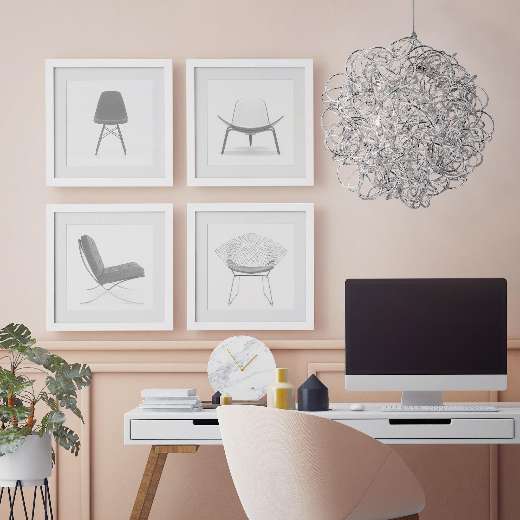 Scribble 6 Light Tangled Aluminium Ceiling Pendant-Ceiling Pendant Lights-3-Tiffany Lighting Direct