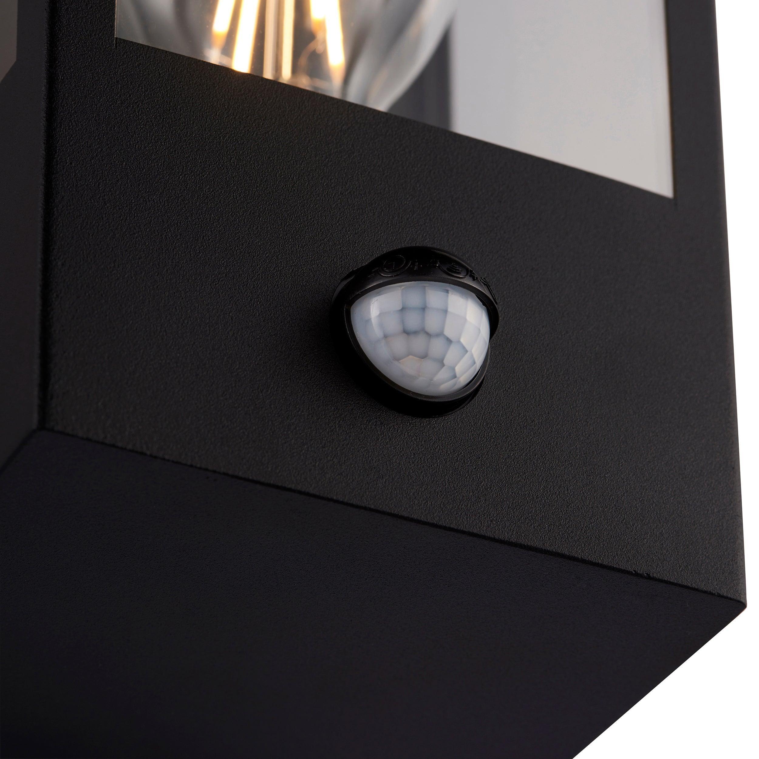 breton pir sensor black outdoor wall light ip44 28w by saxby lighting, close up image 133