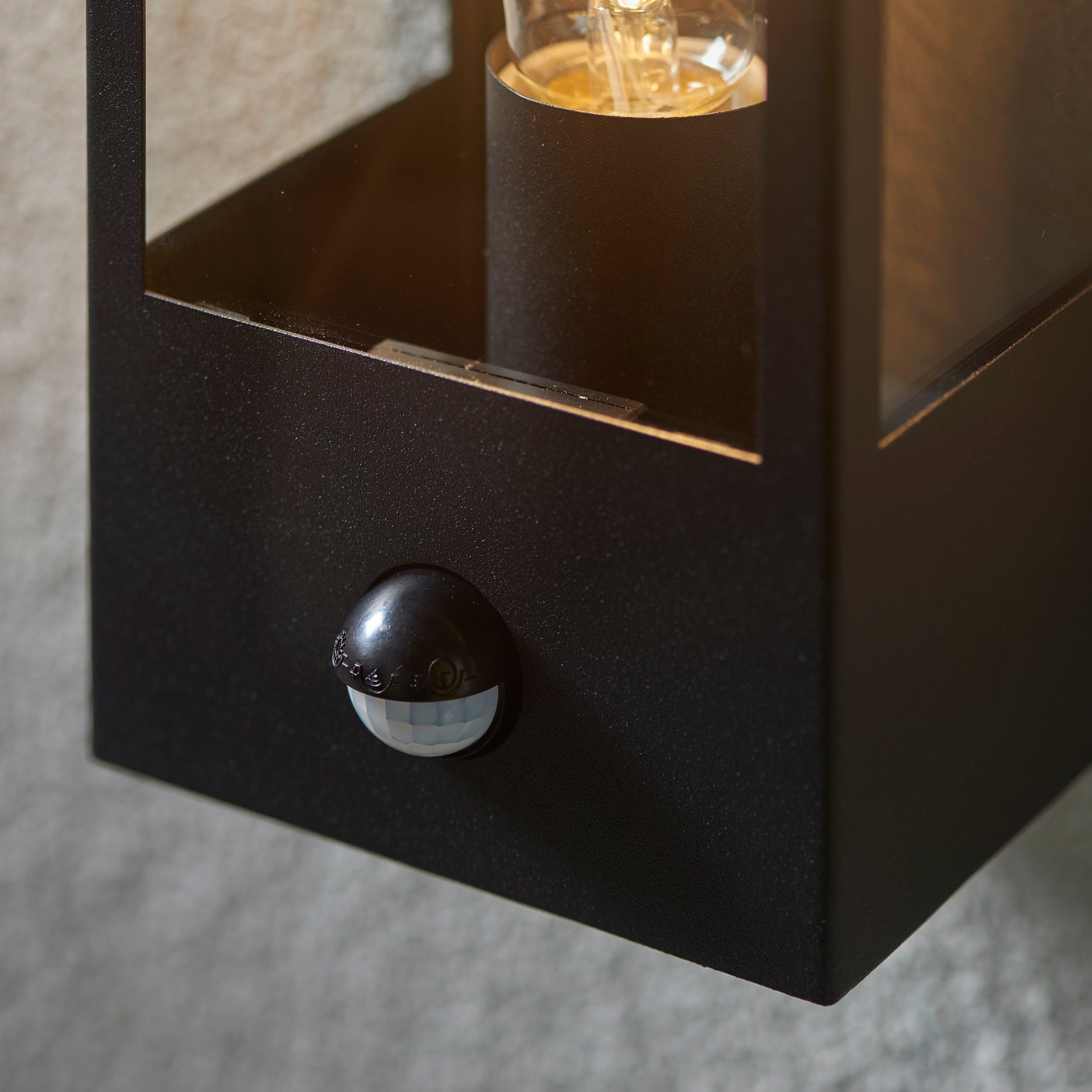 breton pir sensor black outdoor wall light ip44 28w by saxby lighting, close up image 59