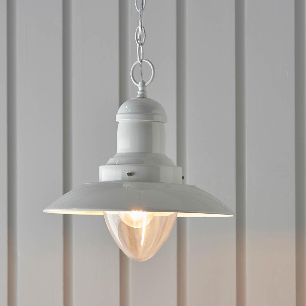 Endon Polperro 1 Light Cream Ceiling Pendant-Ceiling Pendant Lights-Endon Lighting Living Room Lighting Tiffany Lighting Direct