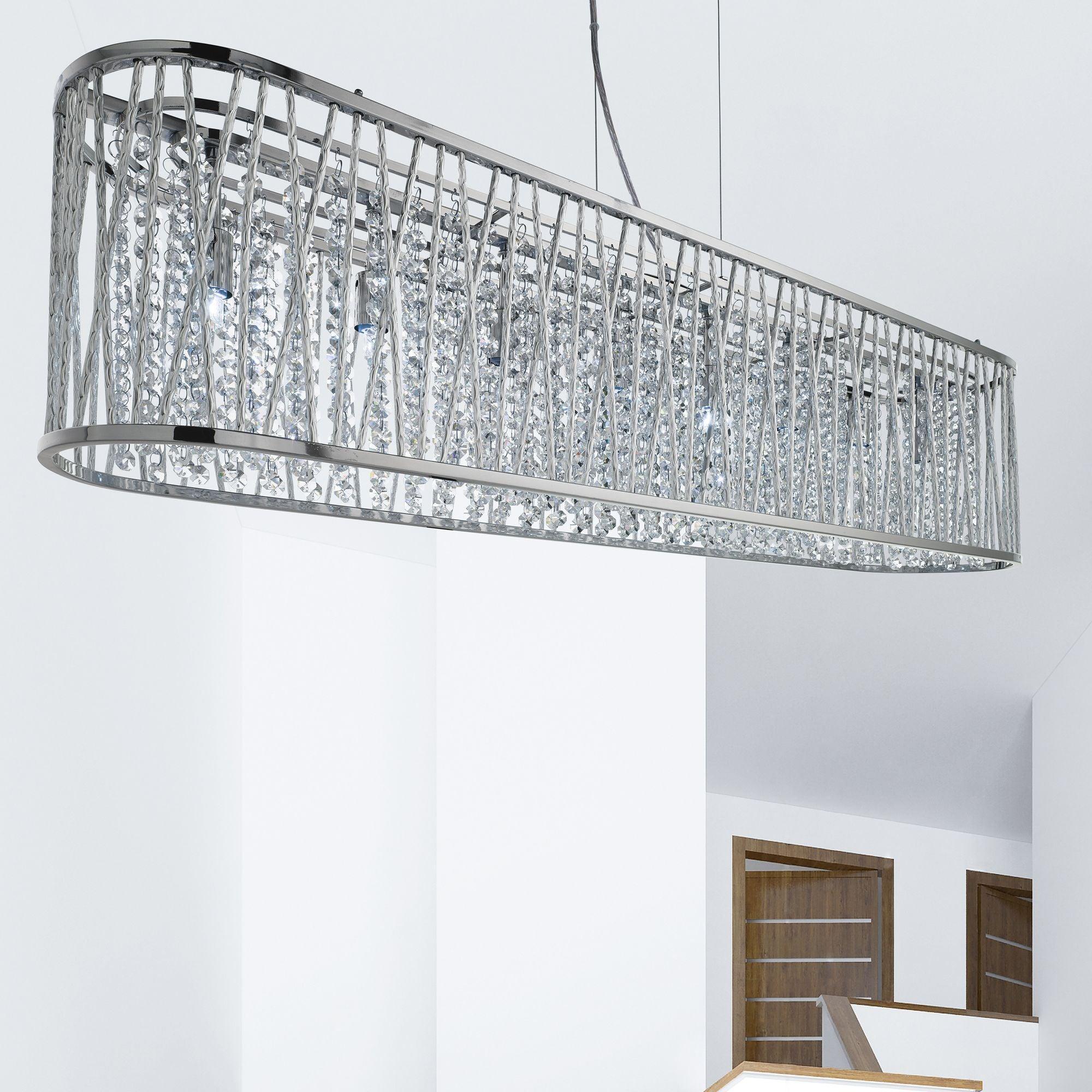 Elise 8 Light Chrome & Crystal Ceiling Flush/Pendant Living room close up