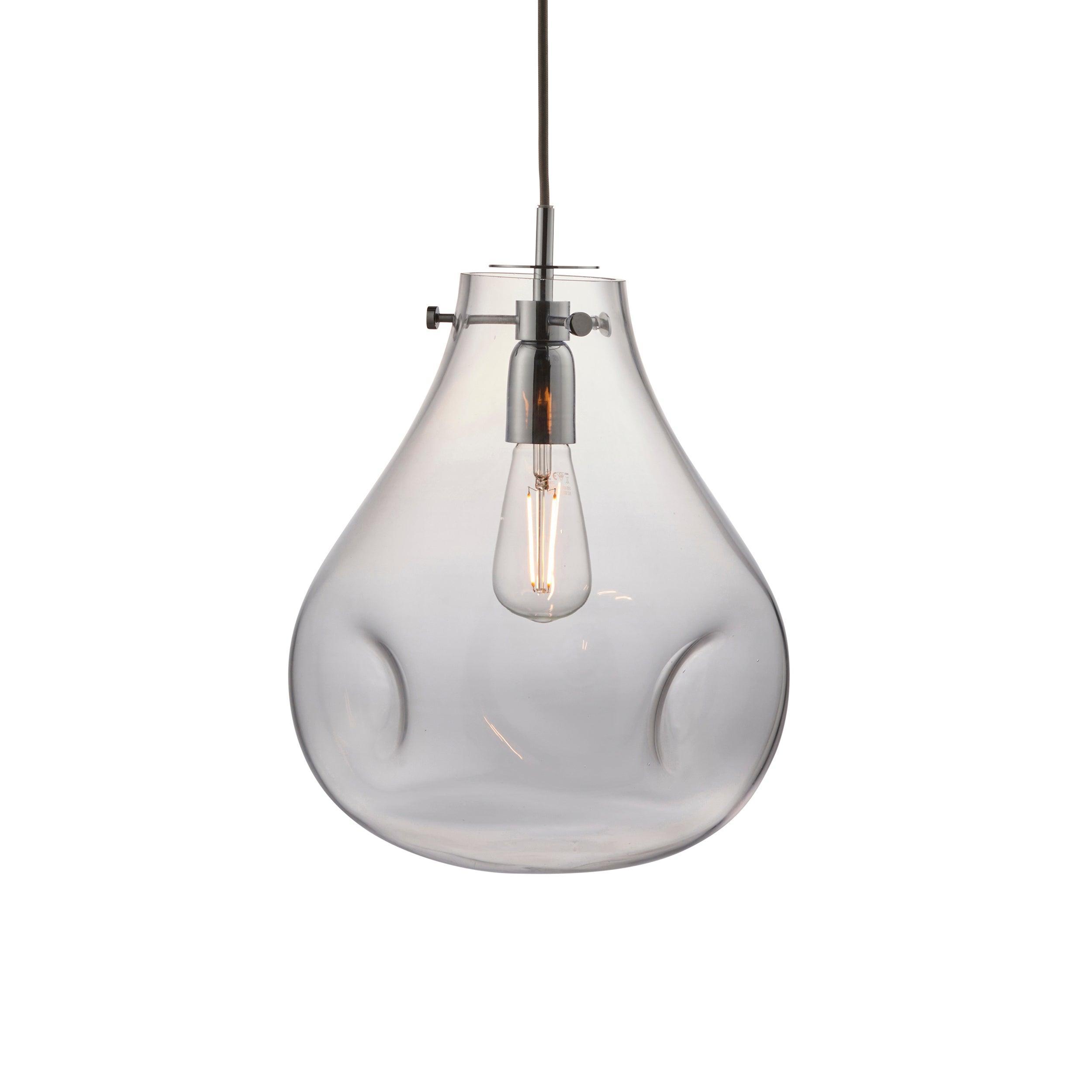 Endon Utopia 1 Light Clear Glass Ceiling Pendant-Ceiling Pendant Lights-Endon Lighting Living Room Close Up Lighting Tiffany Lighting Direct
