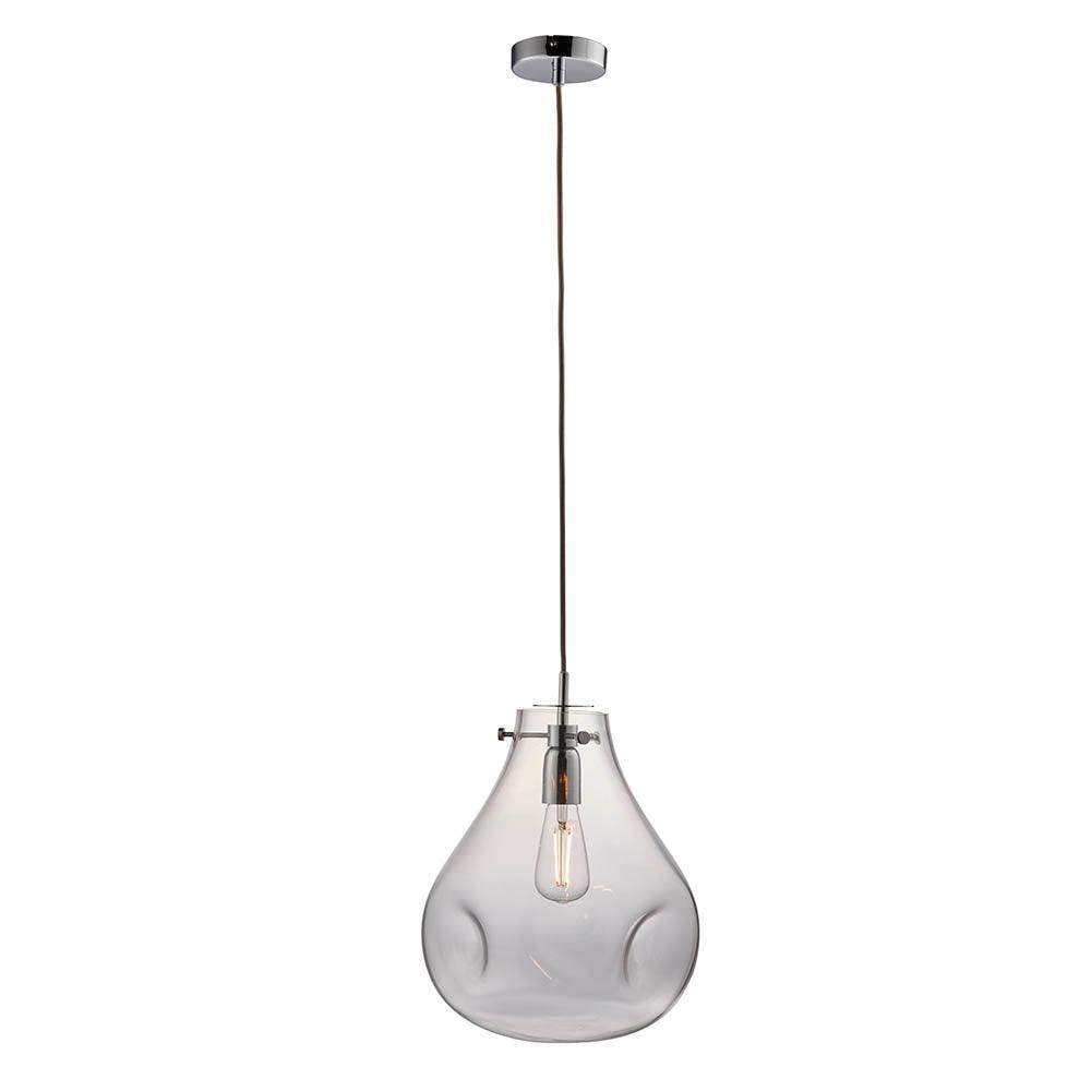 Endon Utopia 1 Light Clear Glass Ceiling Pendant-Ceiling Pendant Lights-Endon Lighting Living Room Lighting Tiffany Lighting Direct