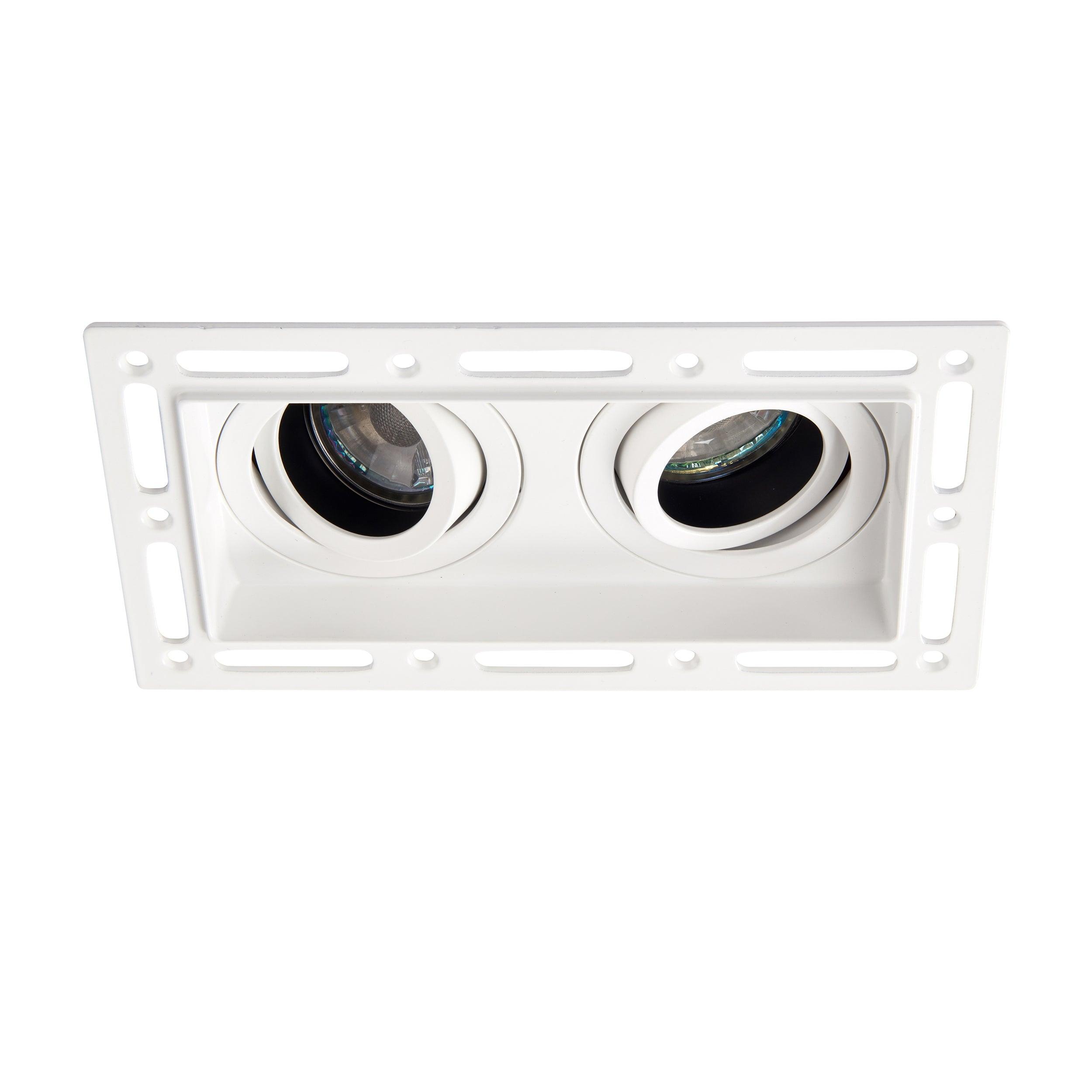 trimless twin matt white downlight recessed light 50wby Saxby Lighting, close up image