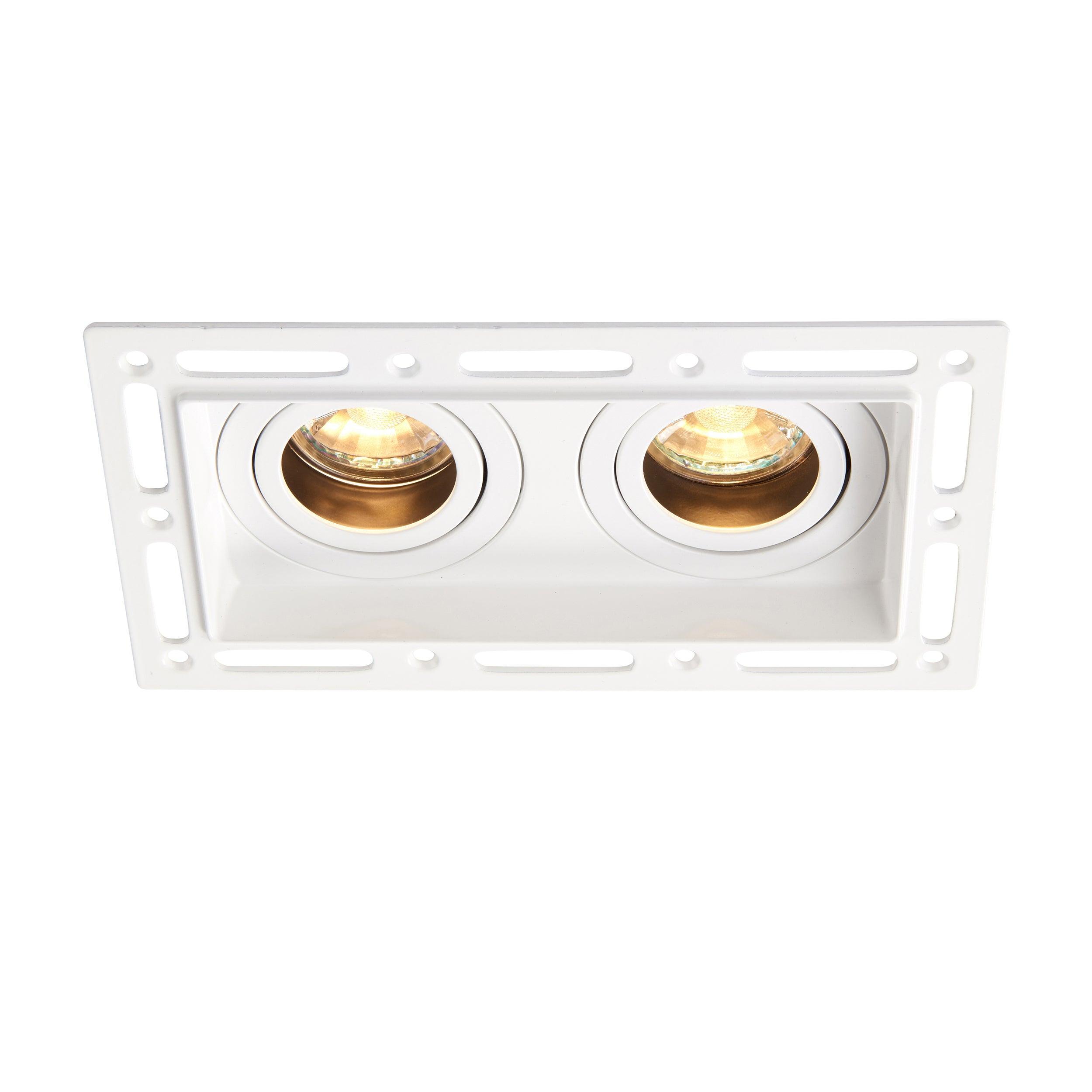 trimless twin matt white downlight recessed light 50w by saxby lighting, close up image 280