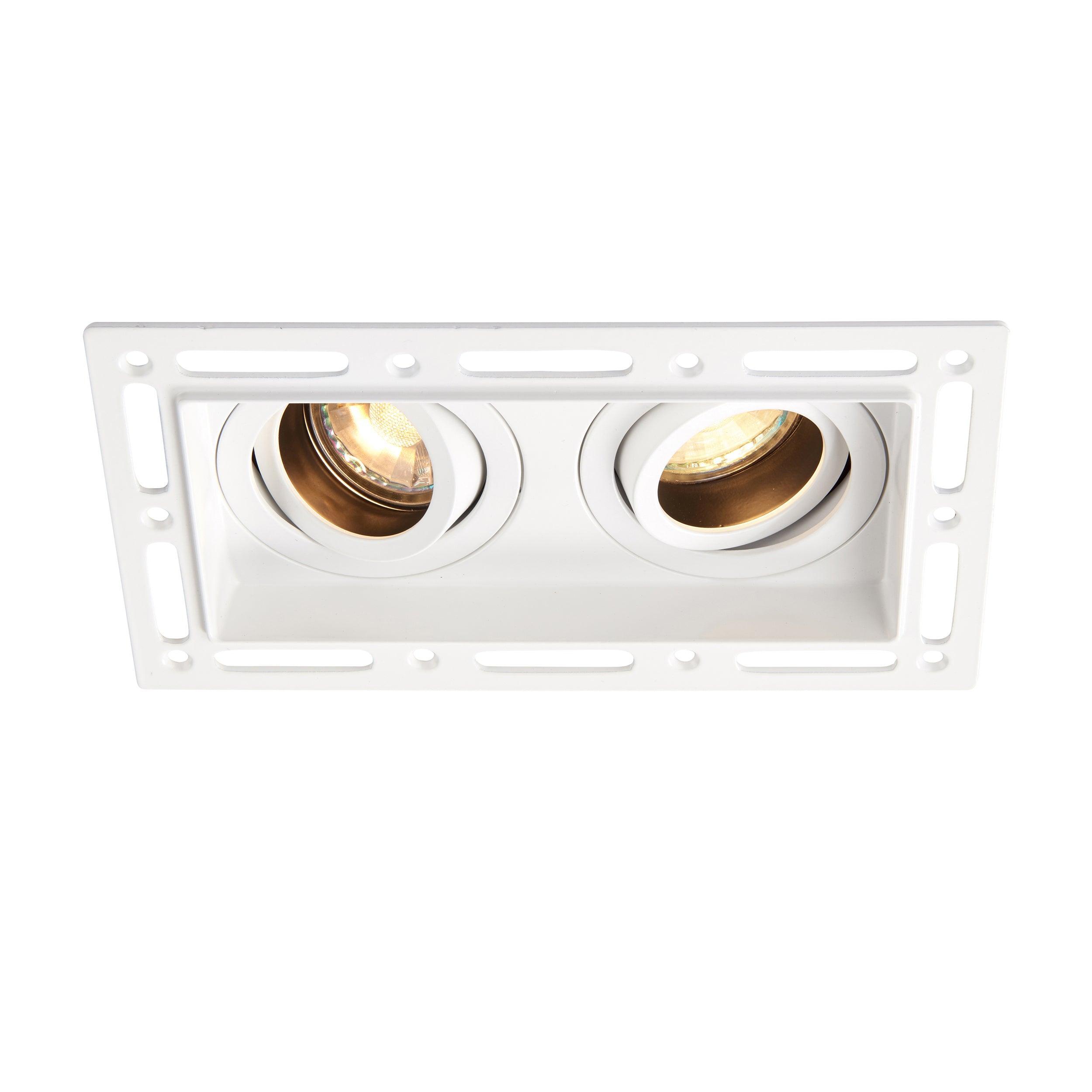 trimless twin matt white downlight recessed light 50w by saxby lighting, close up image 202