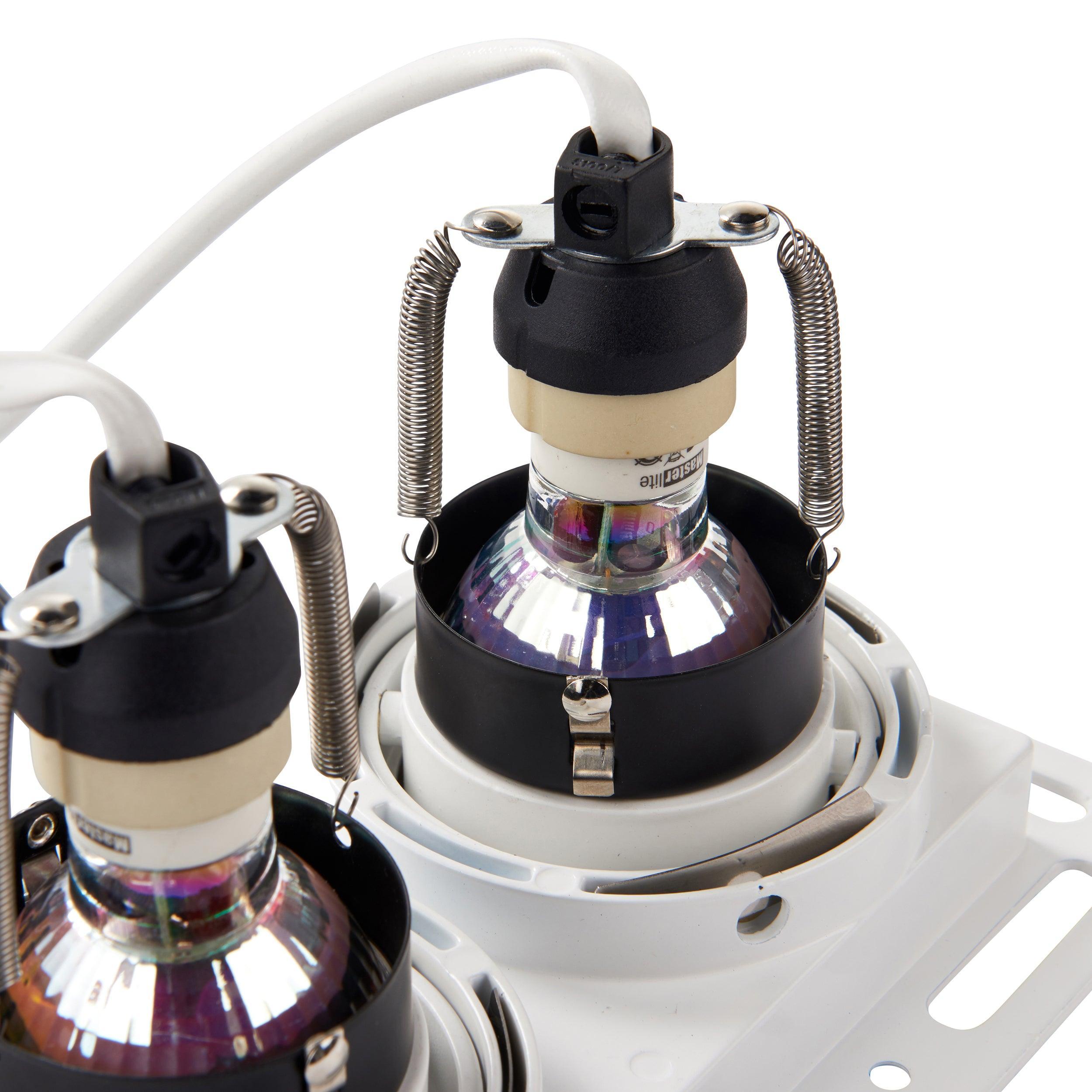 trimless twin matt white downlight recessed light 50w by saxby lighting, close up image 122