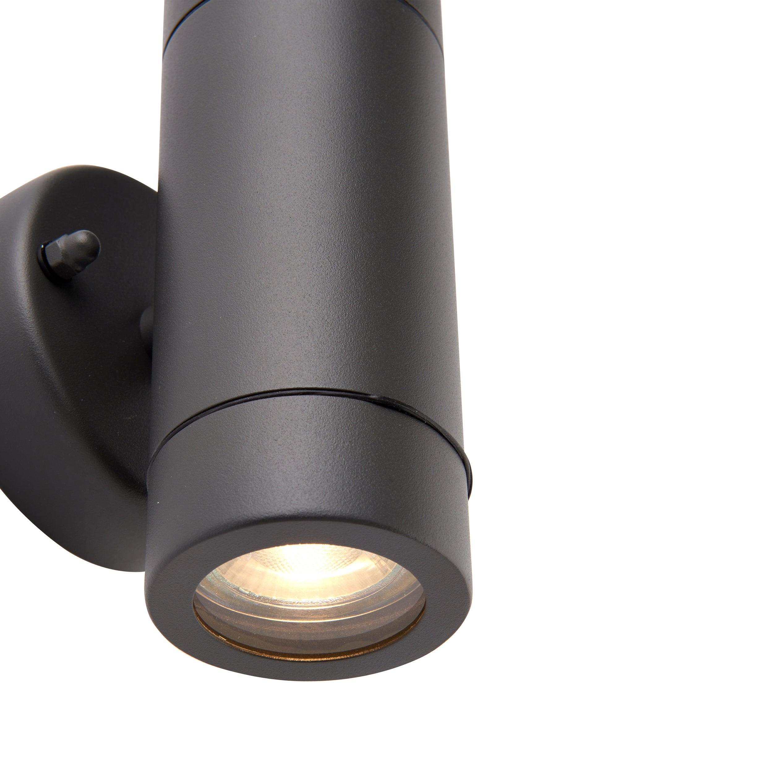 palin 2 light grey led outdoor wall light ip44 7w by saxby lighting, close up image 175