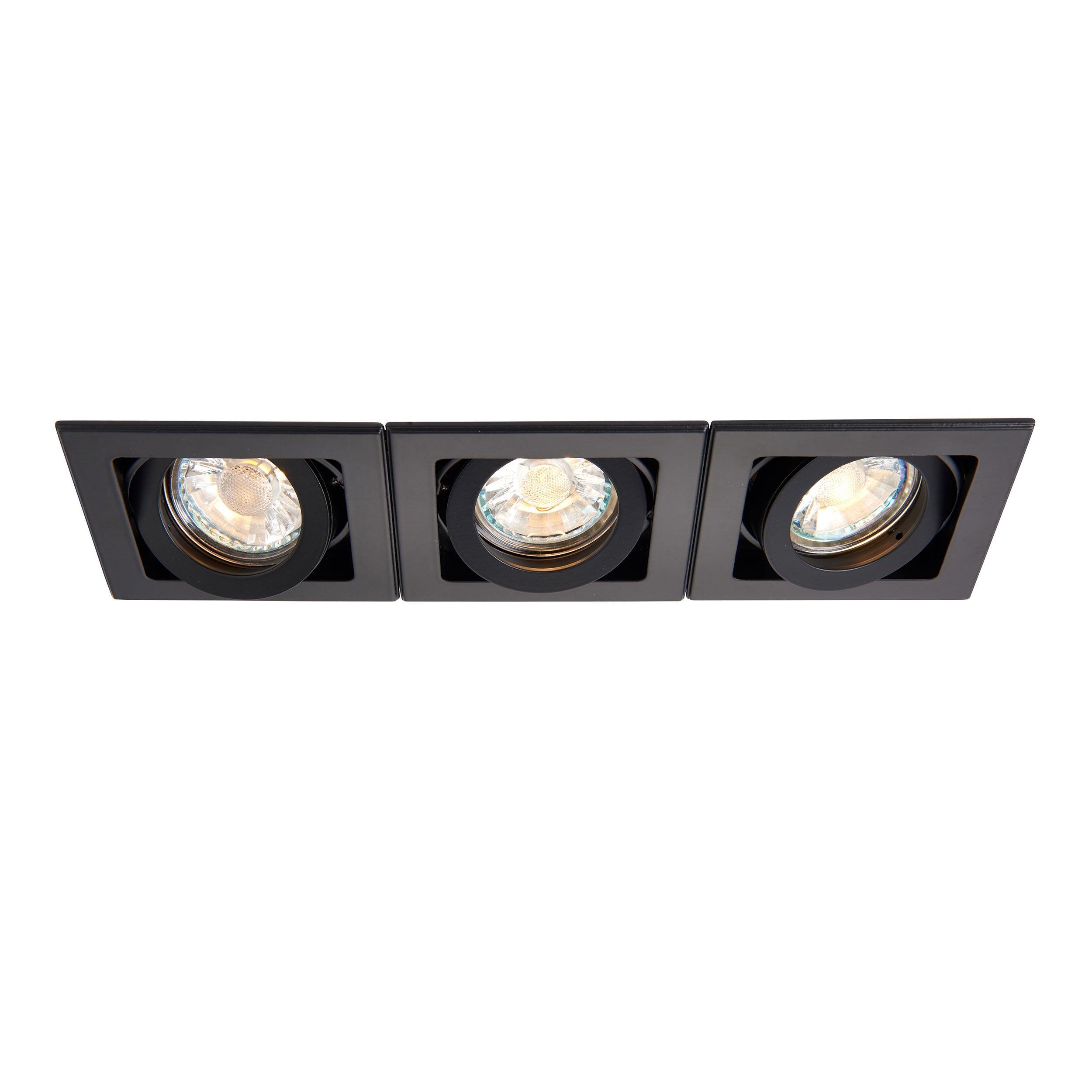 xeno triple black adjustable recessed light 50wby saxby lighting