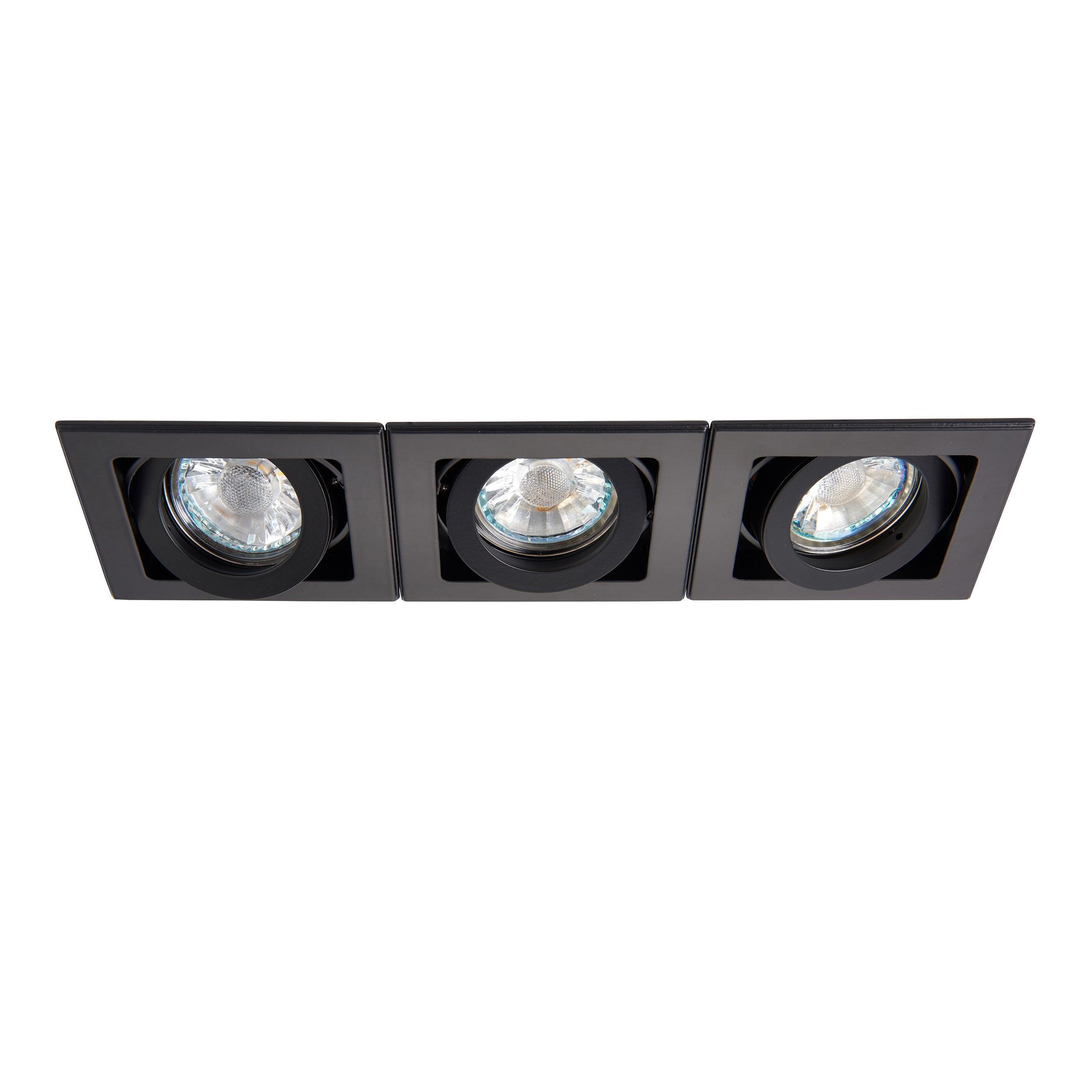xeno triple black adjustable recessed light 50wby Saxby Lighting, close up image