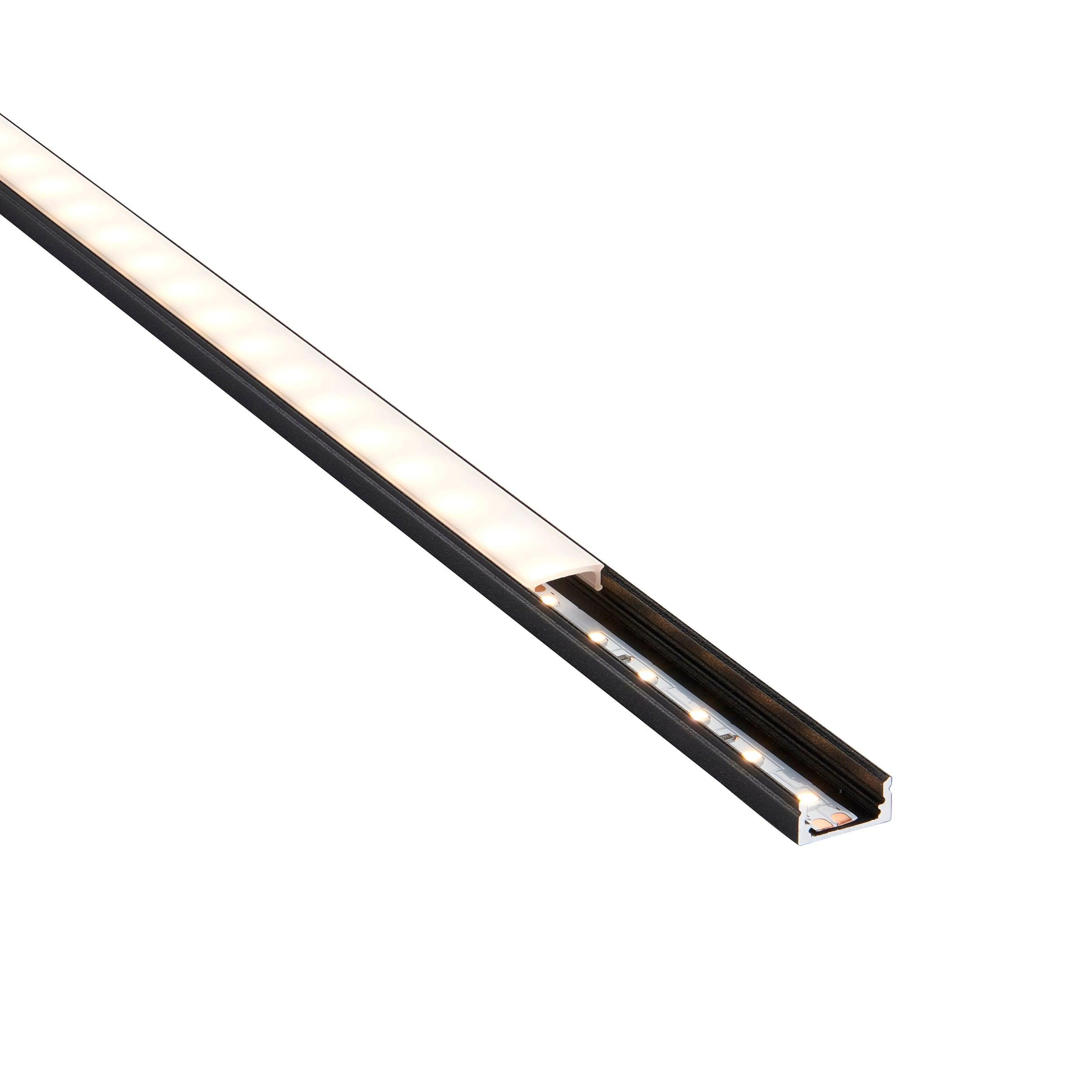 rigelslim surface 2m aluminium profile extrusion black for led tape light by saxby lighting, close up image 355