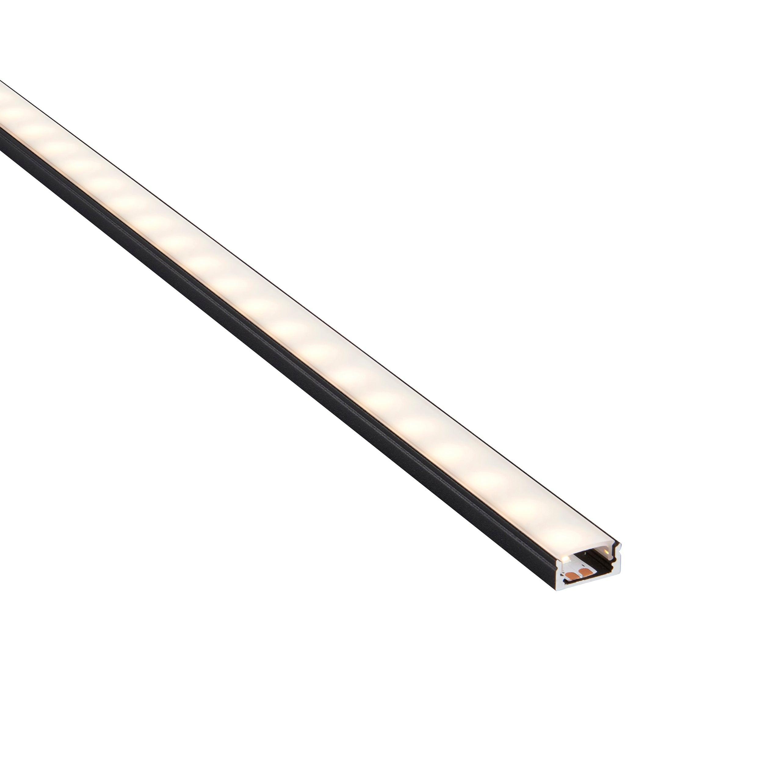 rigelslim surface 2m aluminium profile extrusion black for led tape light by saxby lighting, close up image 214