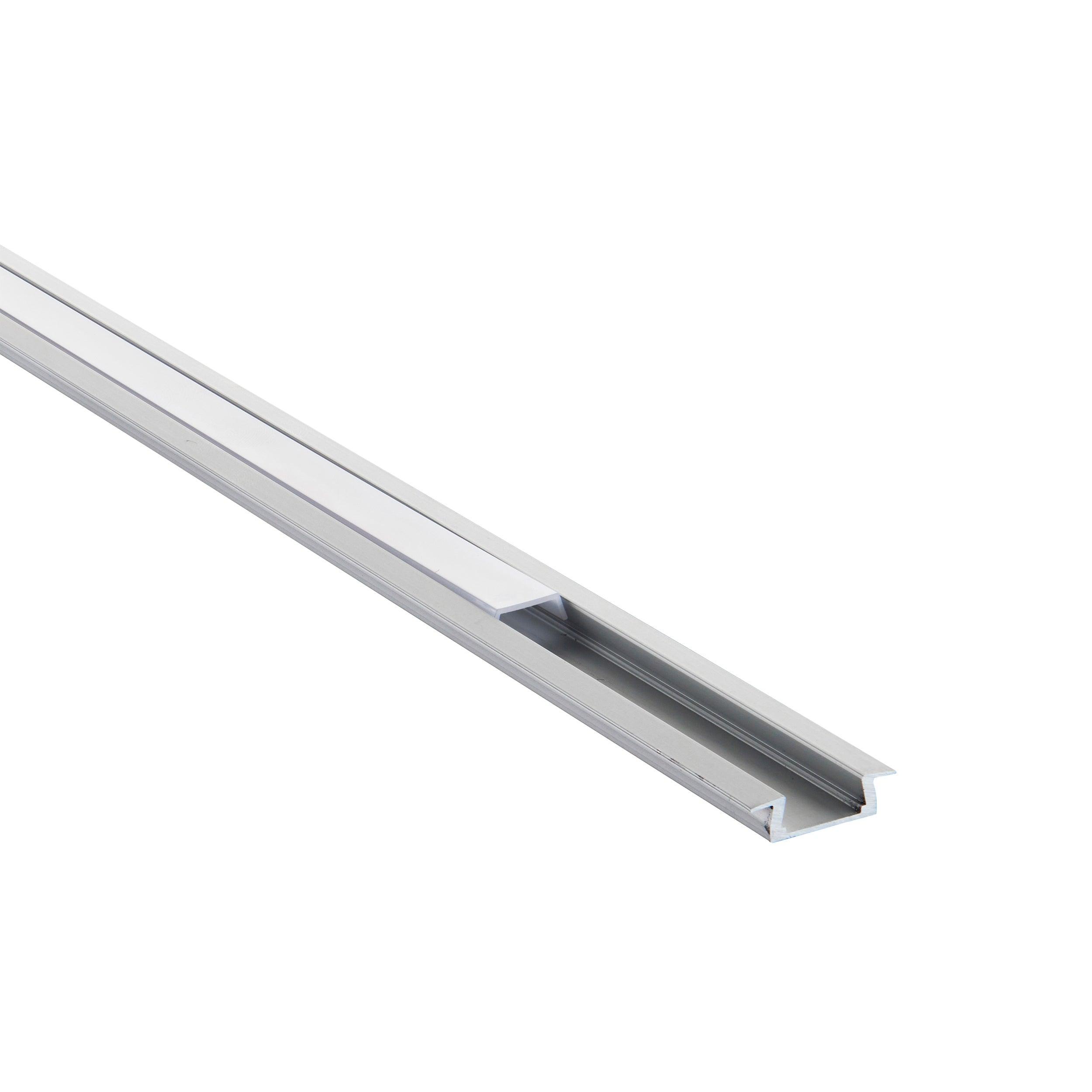 rigelslim recessed 2m aluminium profile extrusion silver for led tape lightby Saxby Lighting, close up image