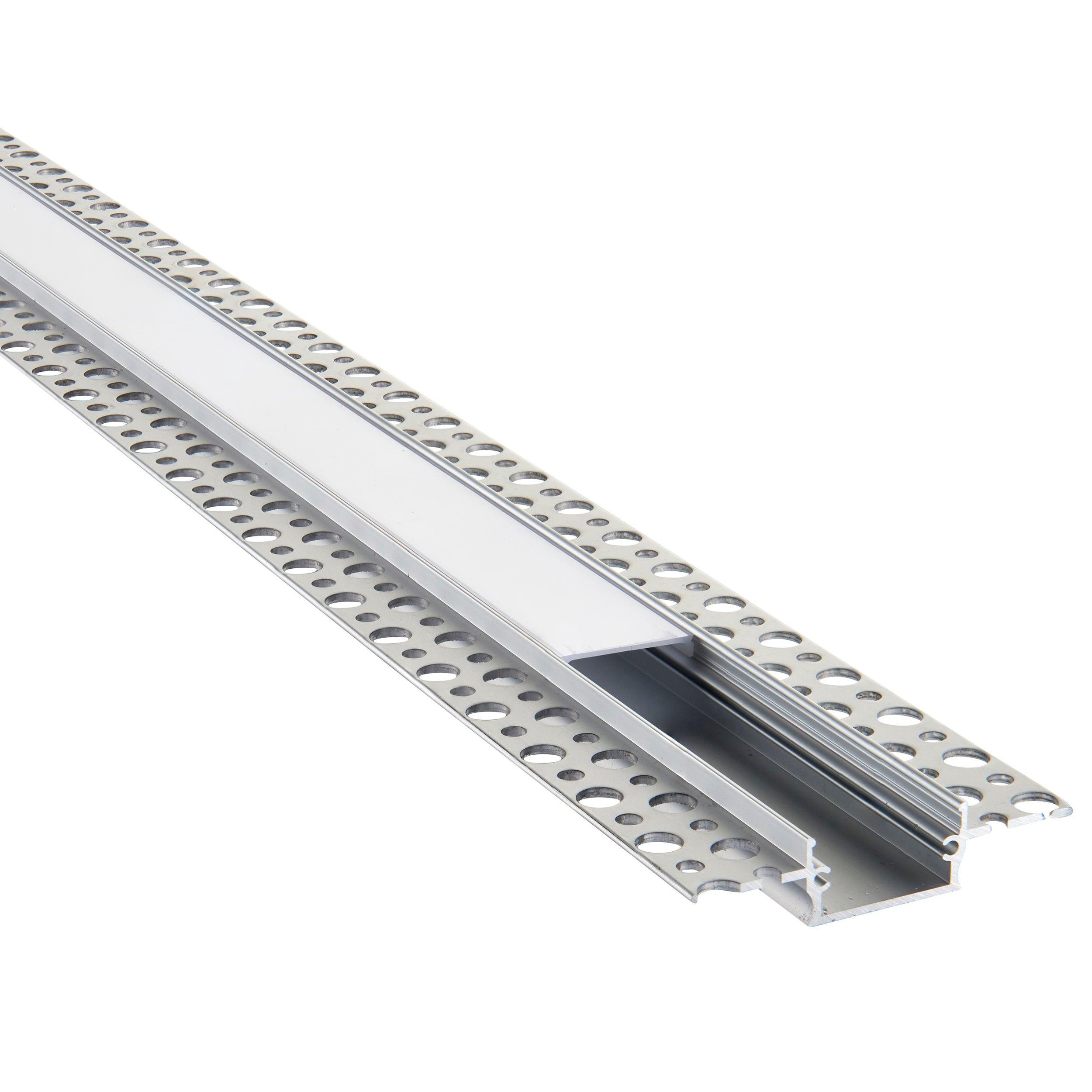 rigel plaster in wide 2m aluminium profile extrusion silver for led tape lightby Saxby Lighting, close up image