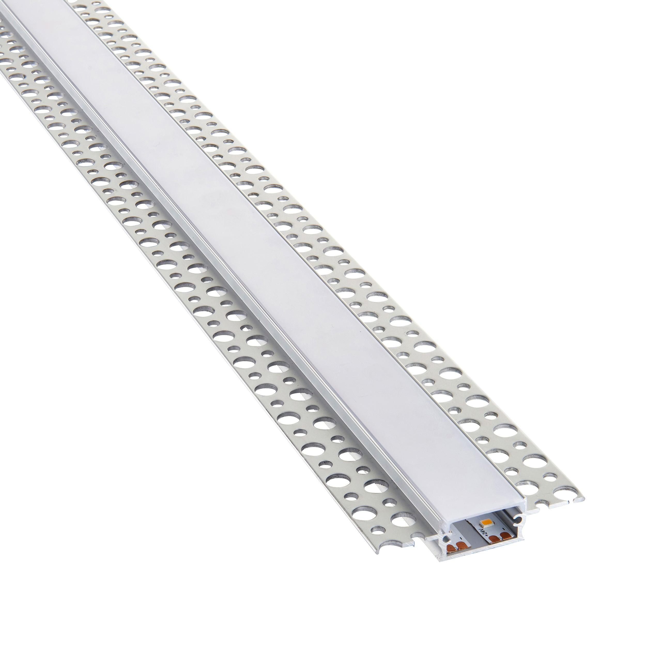 rigel plaster in wide 2m aluminium profile extrusion silver for led tape light by saxby lighting, close up image 266