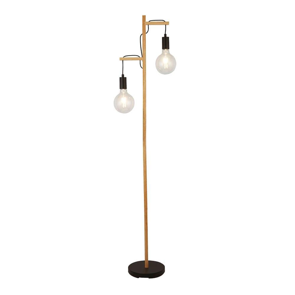 Searchlight Woody 2 Light Black And Ash Wood Floor Lamp by 1