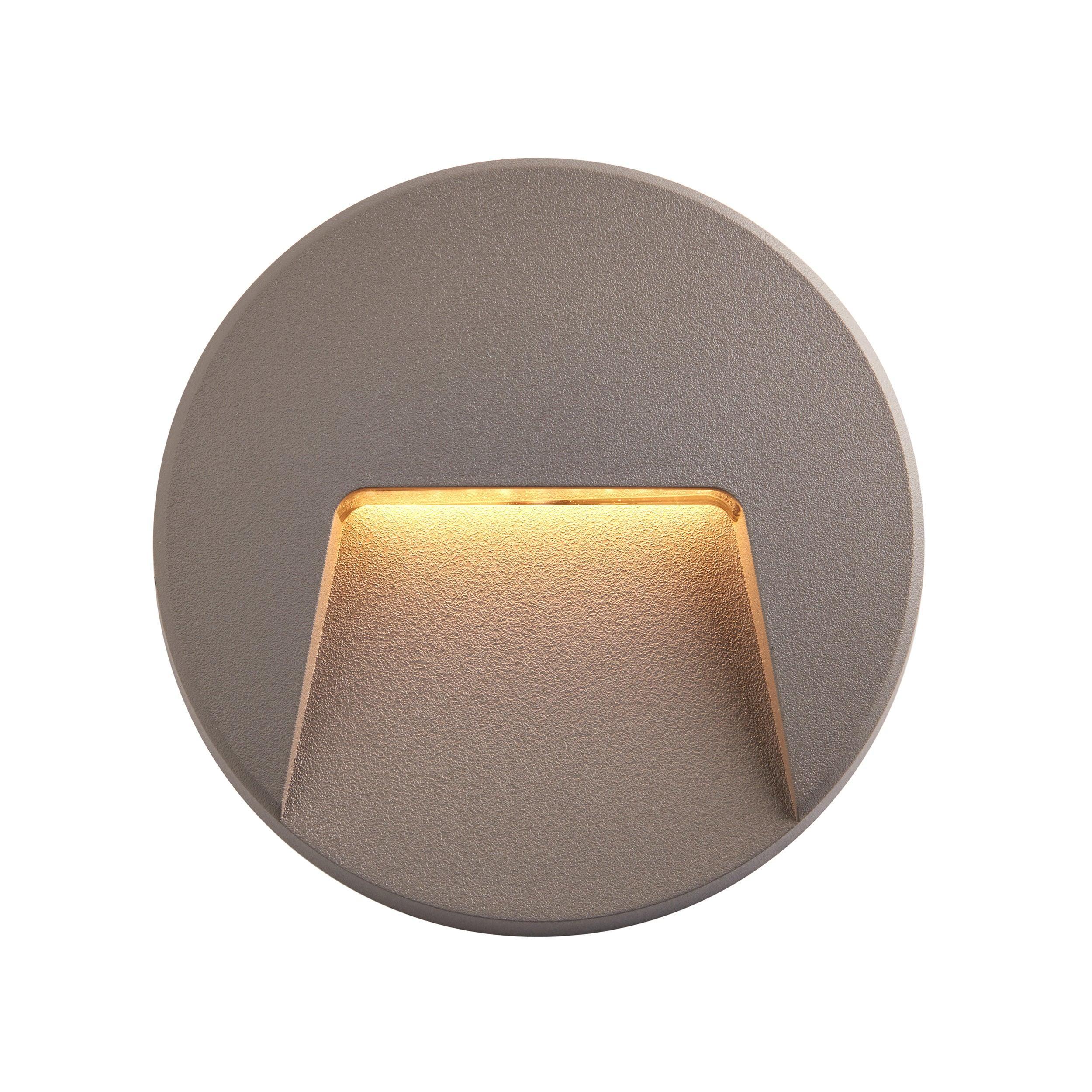 severus grey round outdoor wall light ip65 2 8w cct by saxby lighting, close up image 78
