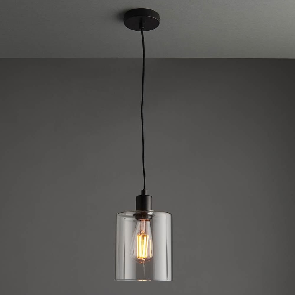 Endon Toledo 1 Light Black Pendant Ceiling Light-Ceiling Pendant Lights-Endon Lighting living room close. up unlit Tiffany Lighting Direct