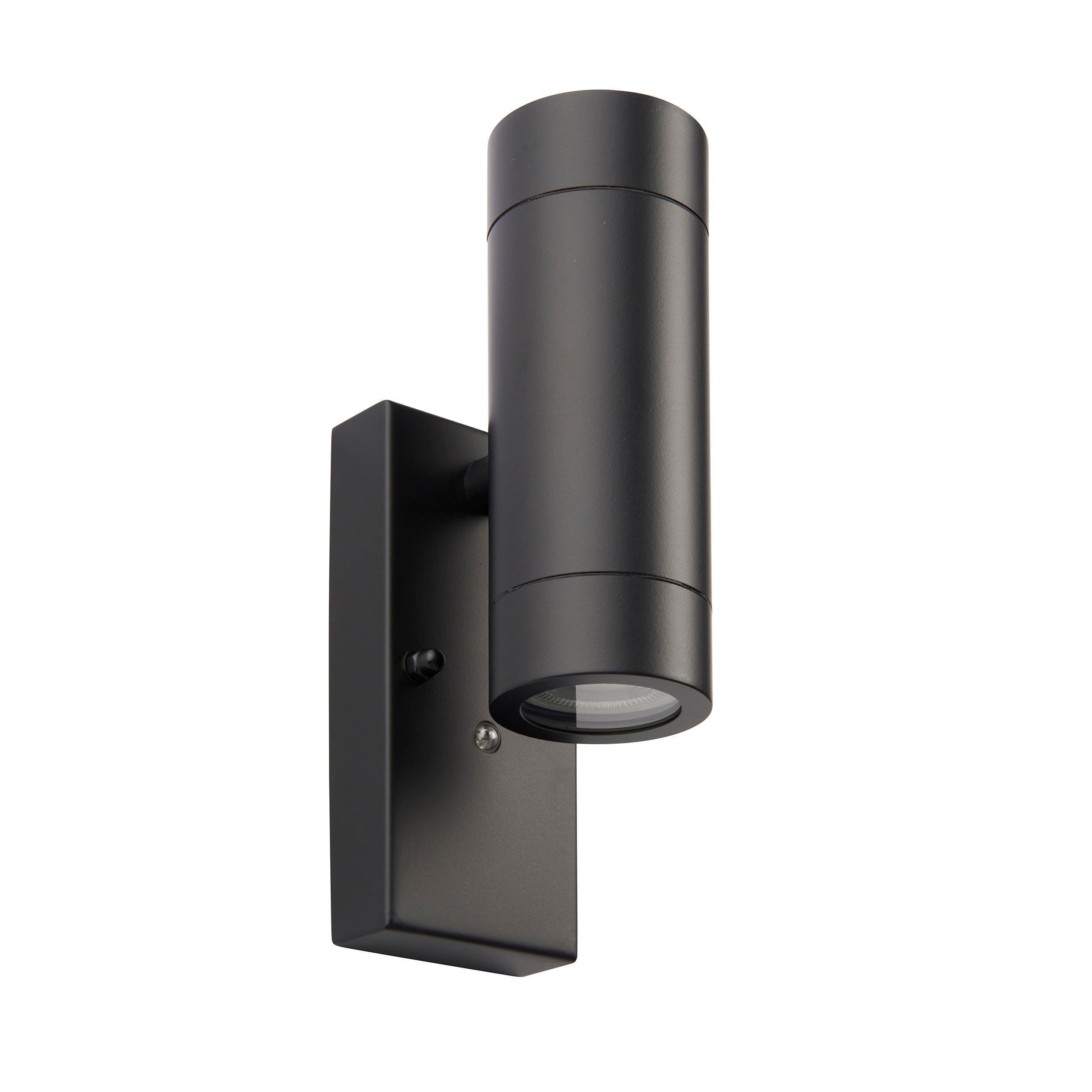palin outdoor black wall light with photocell ip44 7wby Saxby Lighting, close up image