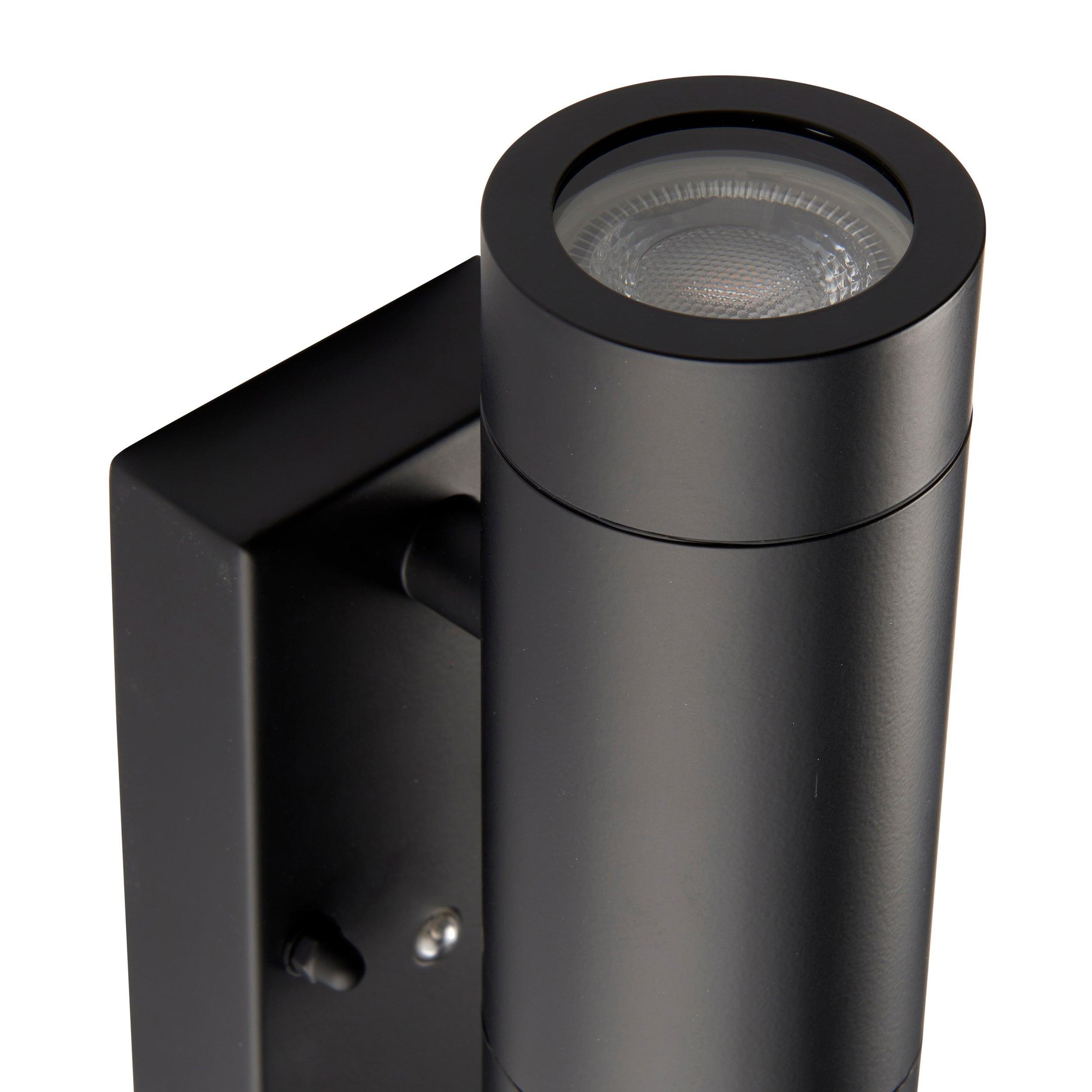 palin outdoor black wall light with photocell ip44 7w by saxby lighting, close up image 94
