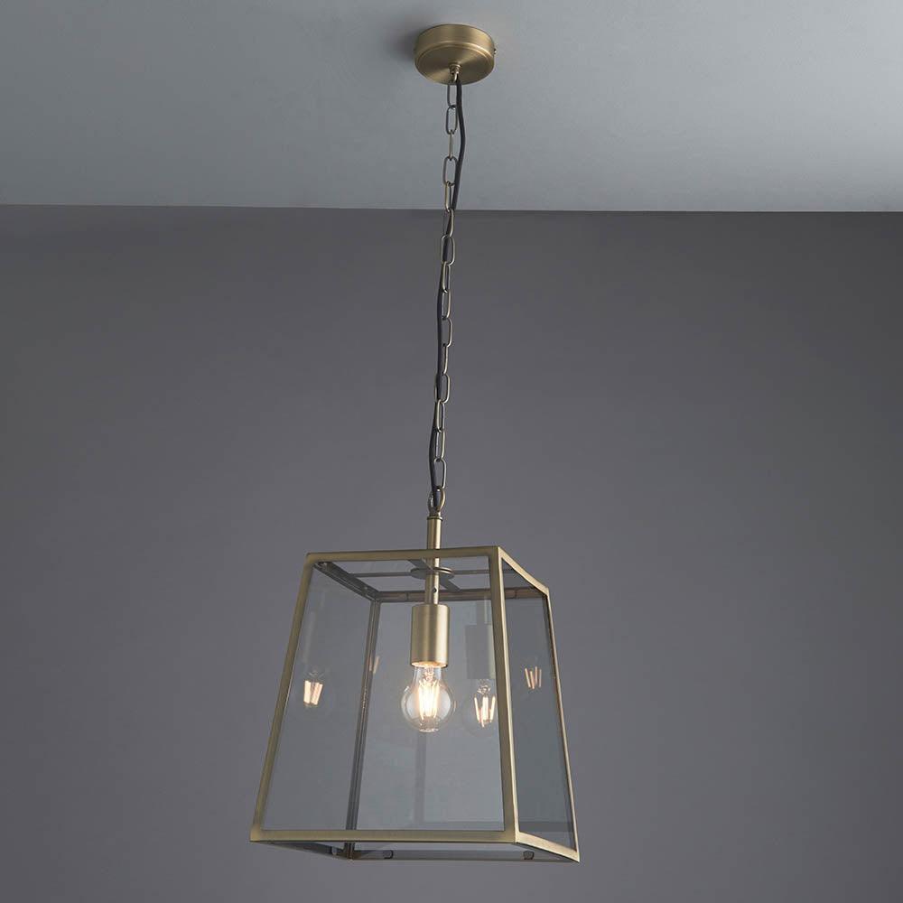 Endon Hurst 1 Light Antique Brass Ceiling Pendant-Ceiling Pendant Lights-Endon Lighting Living Room Close Up Lighting Tiffany Lighting Direct