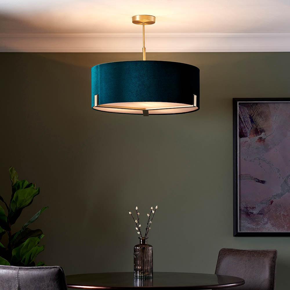 Endon Hayfield 3 Light Antique Bronze Ceiling Pendant-Ceiling Pendant Lights-Endon Lighting living room close. up unlit Tiffany Lighting Direct