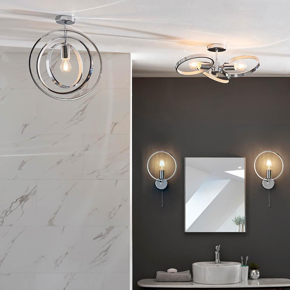 merola 1 light semi flush bathroom ceiling light light by Endon Lighting Bedroom Hero Shot