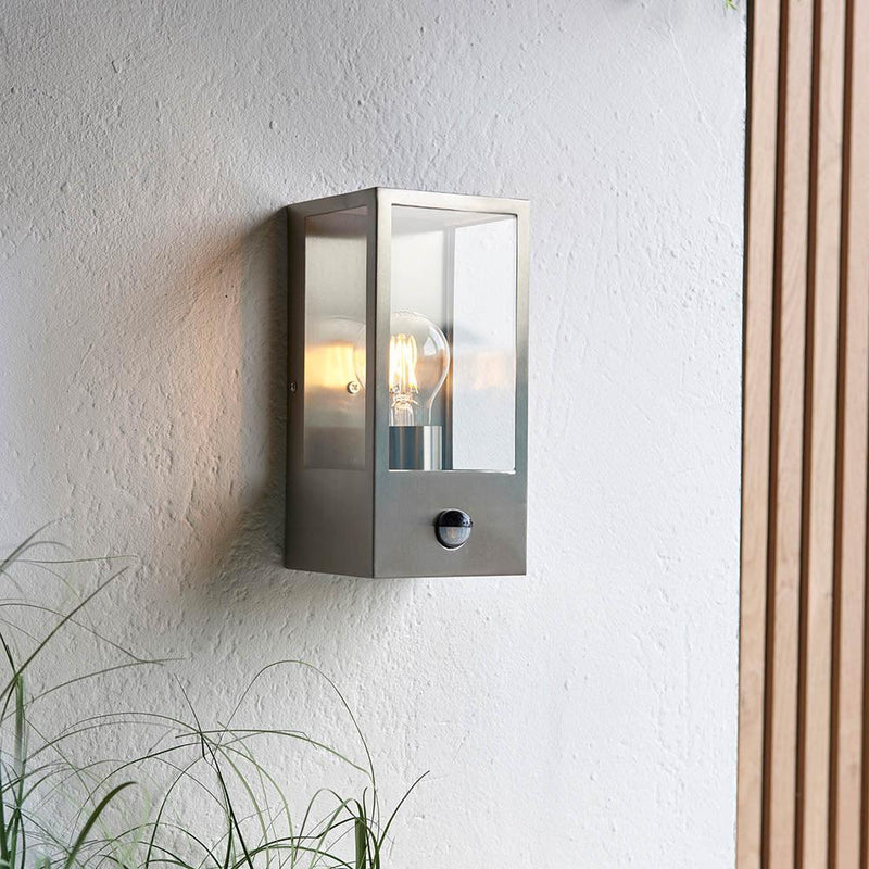 Oxford Brushed Stainless Steel Outdoor Wall Light With PIR