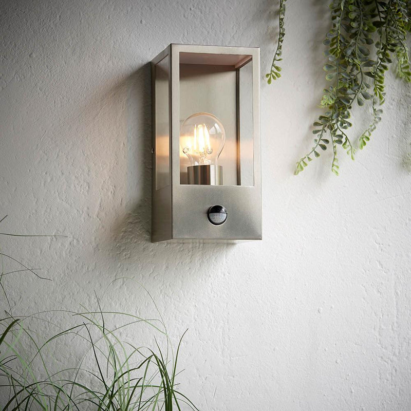 Oxford Brushed Stainless Steel Outdoor Wall Light With PIR