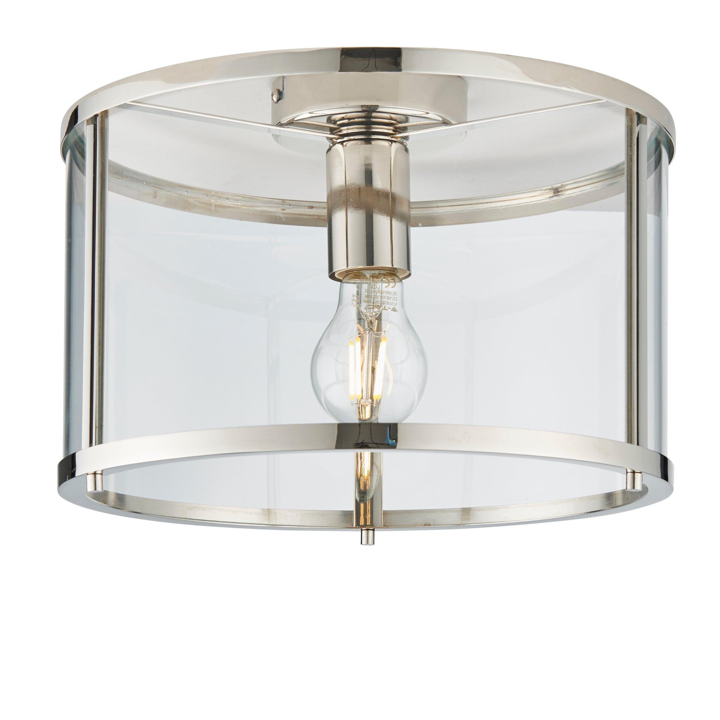Endon Hopton 1 Light Flush Polished Nickel Ceiling Light Living room Image