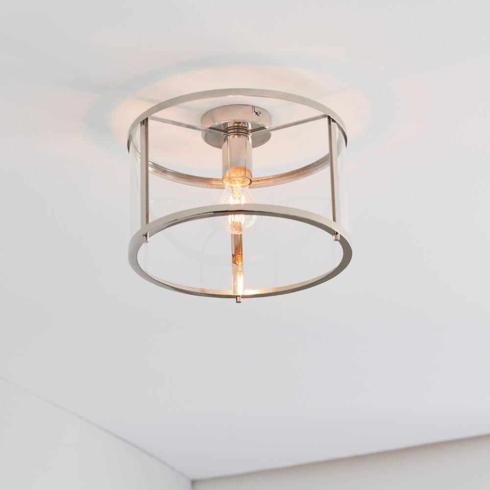 Endon Hopton 1 Light Flush Polished Nickel Ceiling Light Living room wide shot