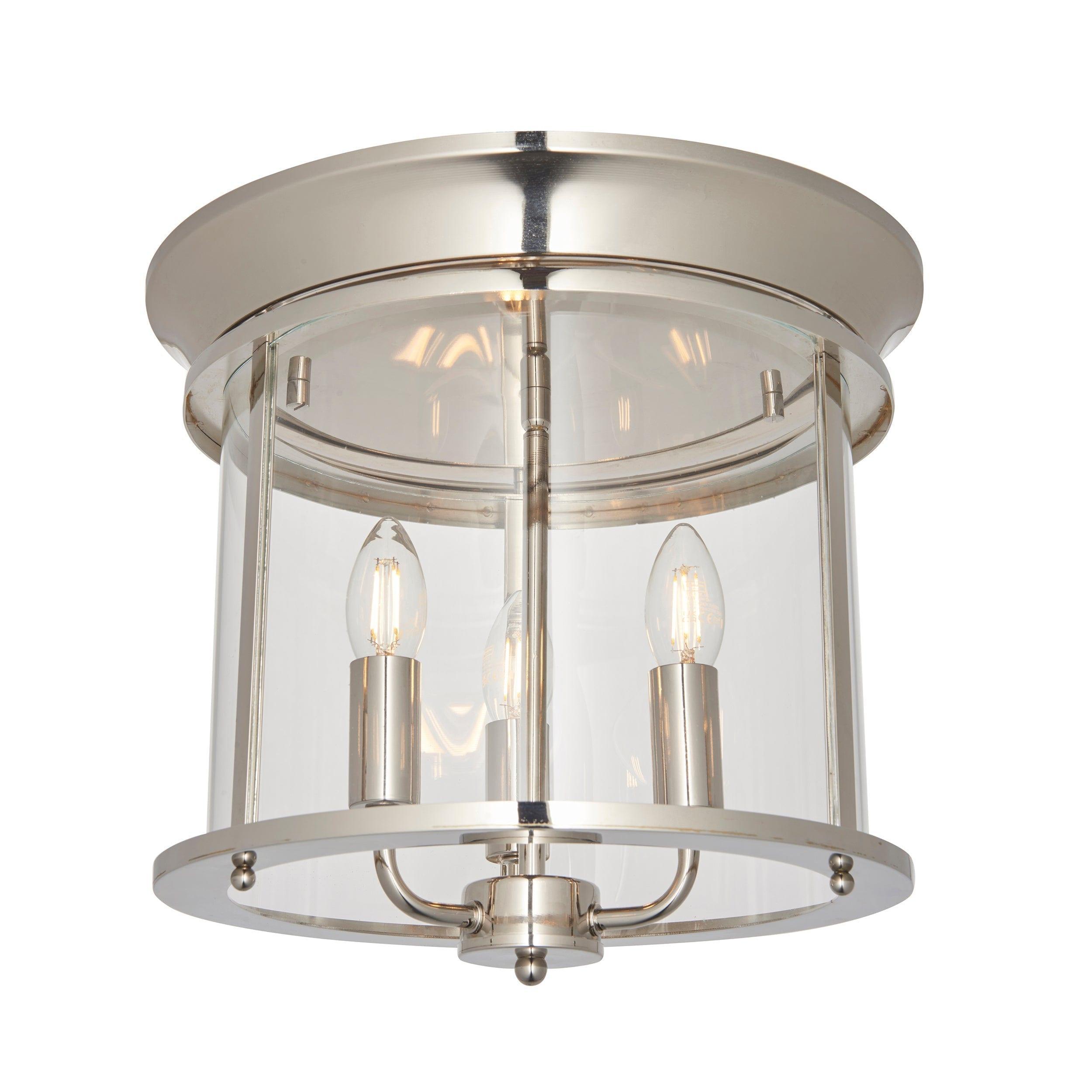 Endon Hampworth 3 Light Flush Nickel Ceiling Light Living room Image