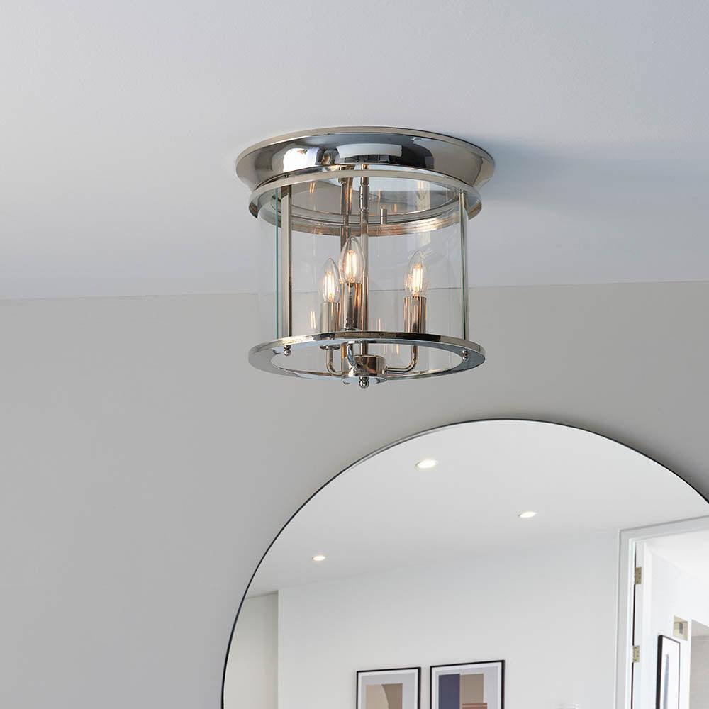 Endon Hampworth 3 Light Flush Nickel Ceiling Light Living room weight image