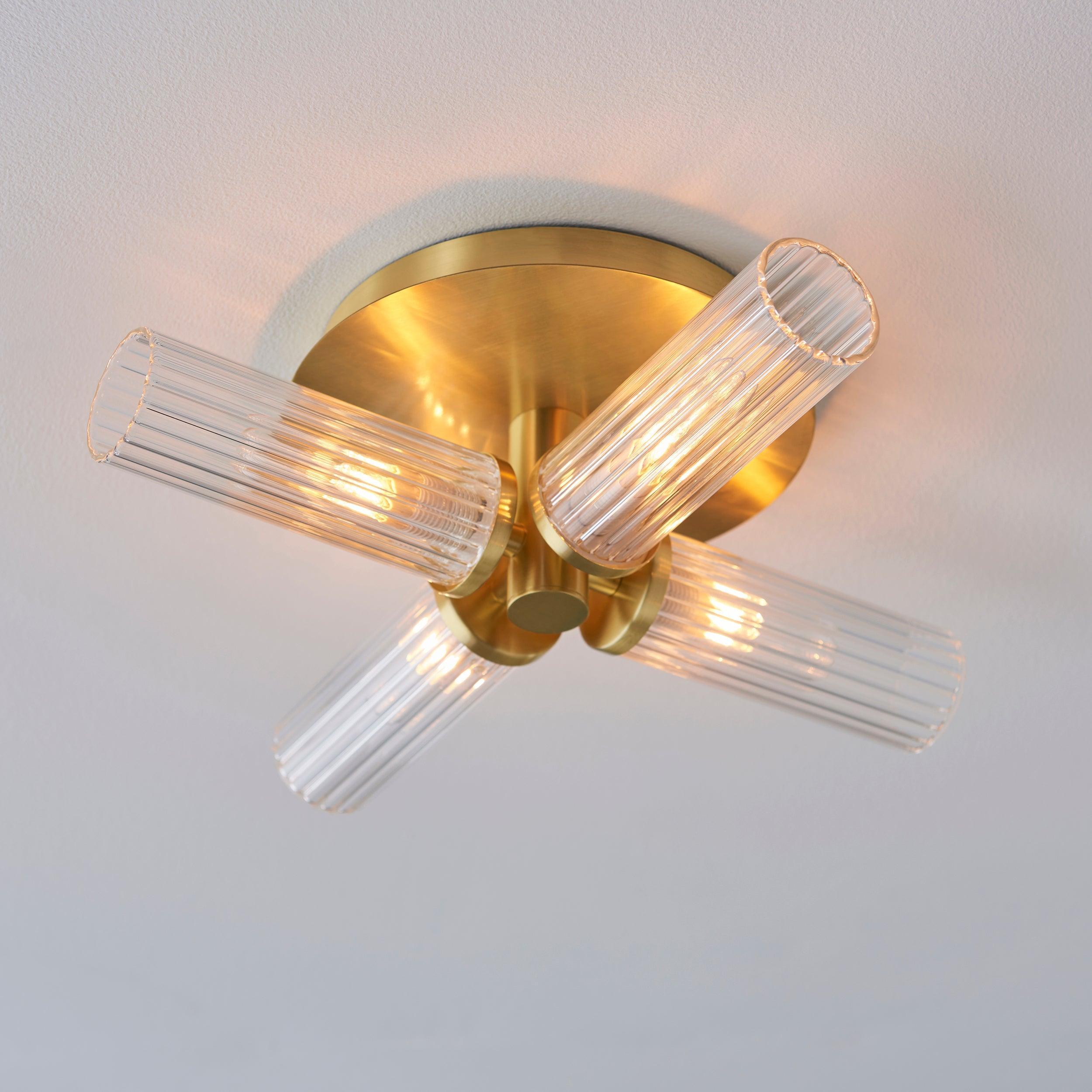 talo 4 light brass semi flush bathroom ceiling light by Endon Lighting Living room image