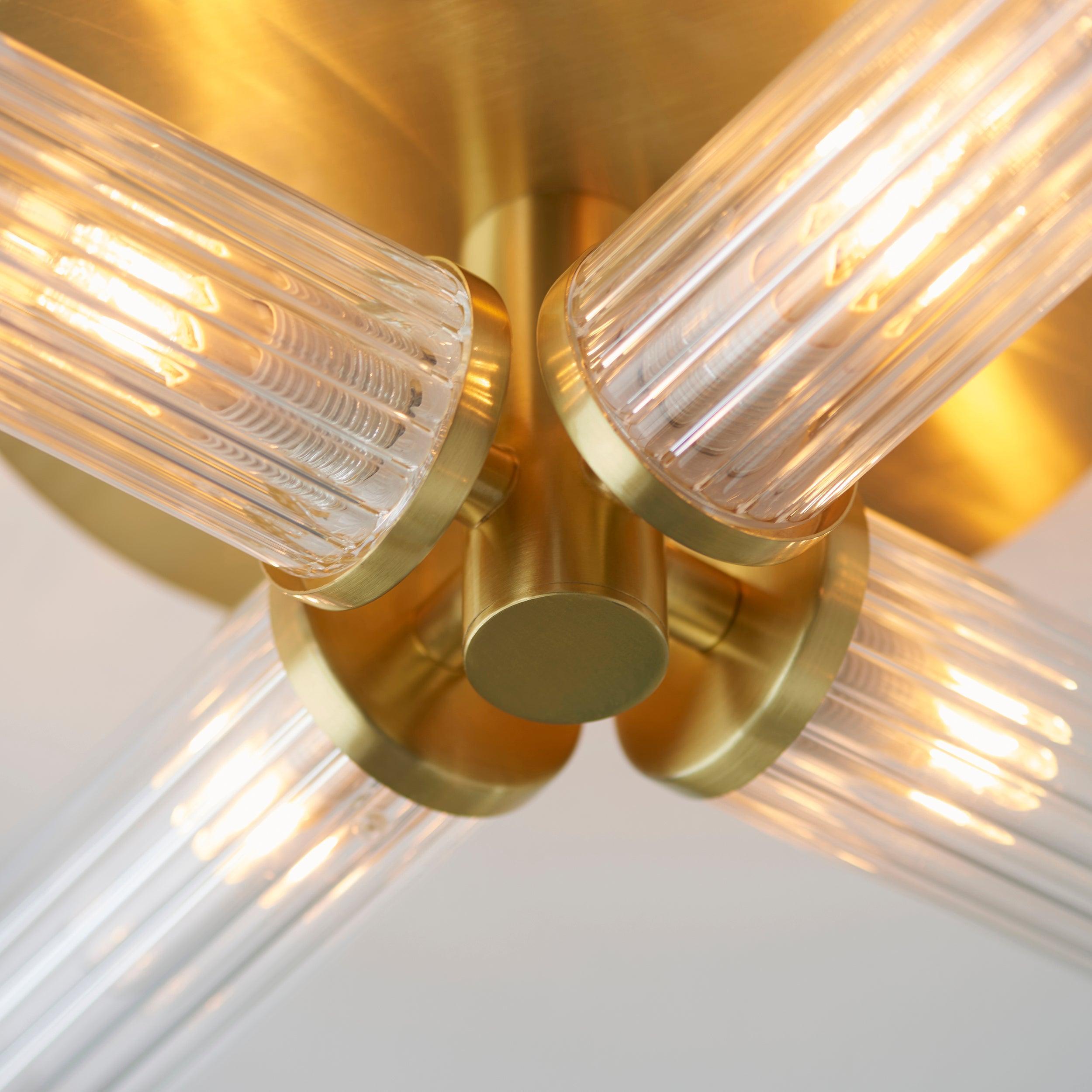 talo 4 light brass semi flush bathroom ceiling light by Endon Lighting Bedroom Hero Shot
