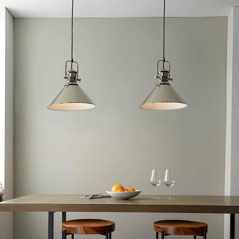 Endon Brampton 1 Light Polished Nickel Ceiling Pendant-Ceiling Pendant Lights-Endon Lighting living room close. up unlit Tiffany Lighting Direct