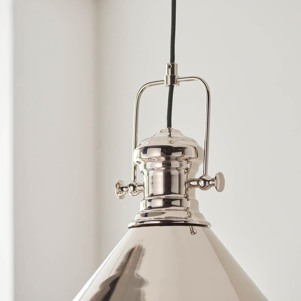 Endon Brampton 1 Light Polished Nickel Ceiling Pendant-Ceiling Pendant Lights-Endon Lighting Hallway Lighting Family Image Tiffany Lighting Direct