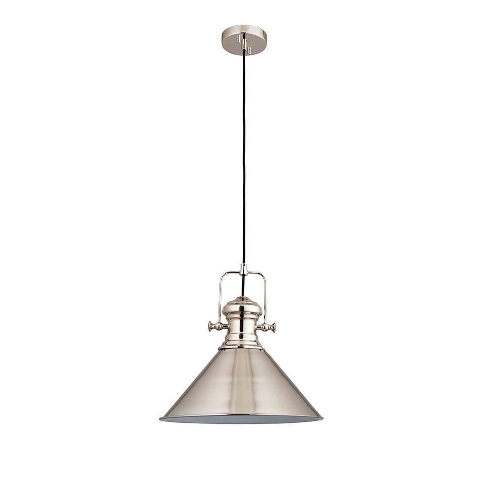 Endon Brampton 1 Light Polished Nickel Ceiling Pendant-Ceiling Pendant Lights-Endon Lighting Bedrooom Lighting close up Tiffany Lighting Direct