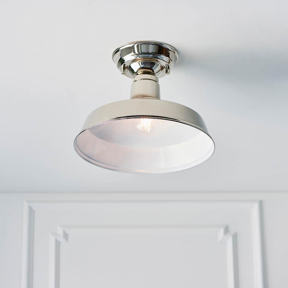 Endon Darton 1 Light Semi Flush Polished Nickel Ceiling Light Living room weight image