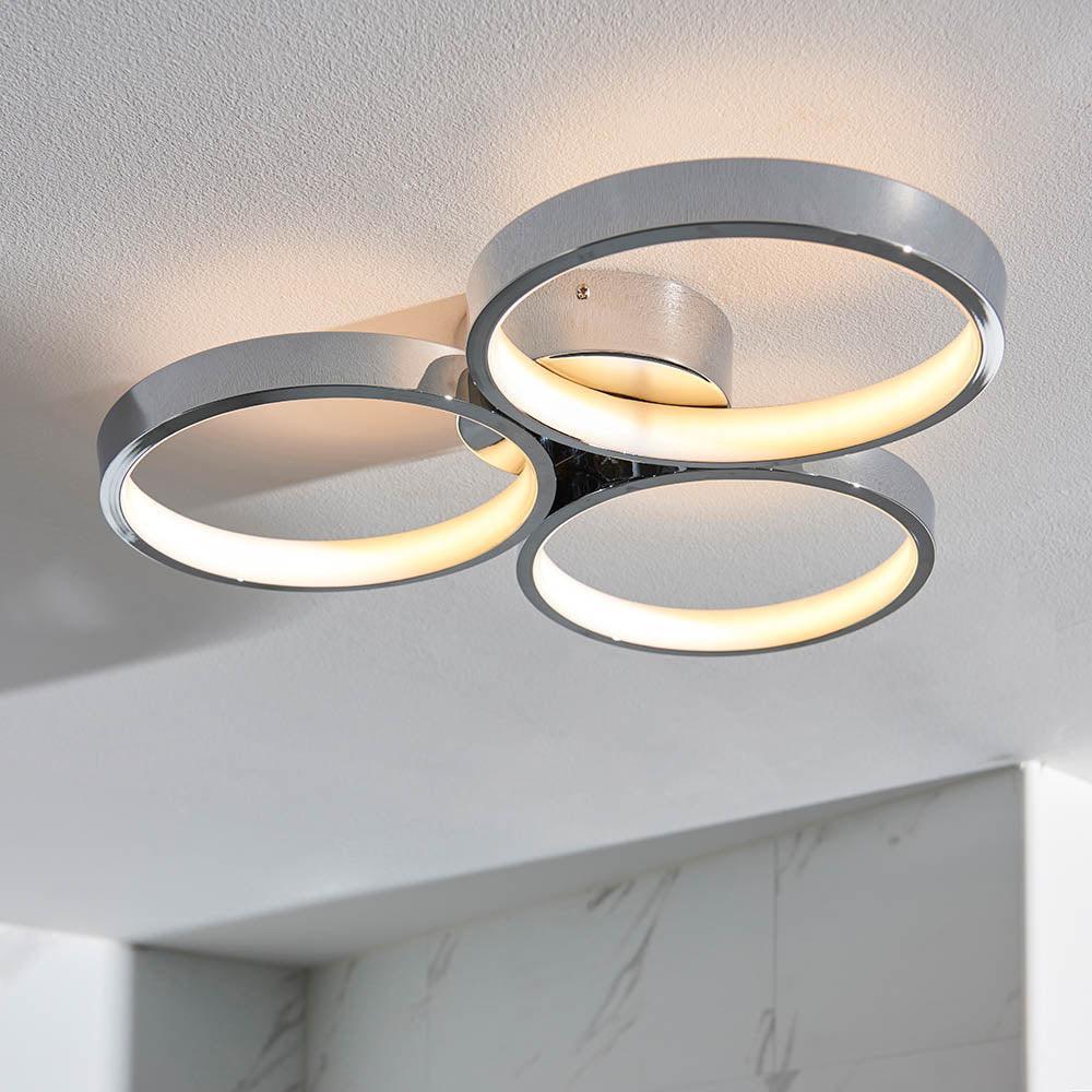 radius 3 light semi flush bathroom ceiling light light by Endon Lighting Living Room Close Up 142