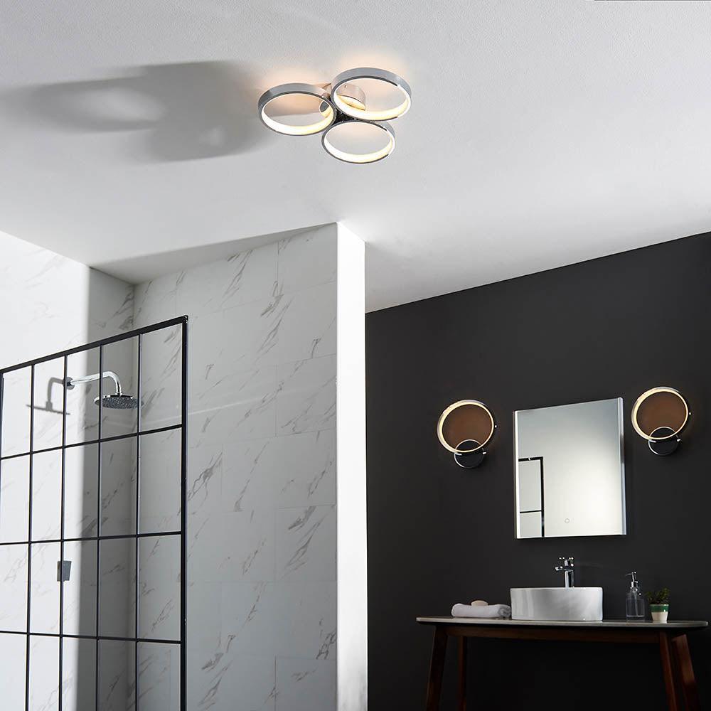 radius 3 light semi flush bathroom ceiling light light by Endon Lighting Living Room Family Shot
