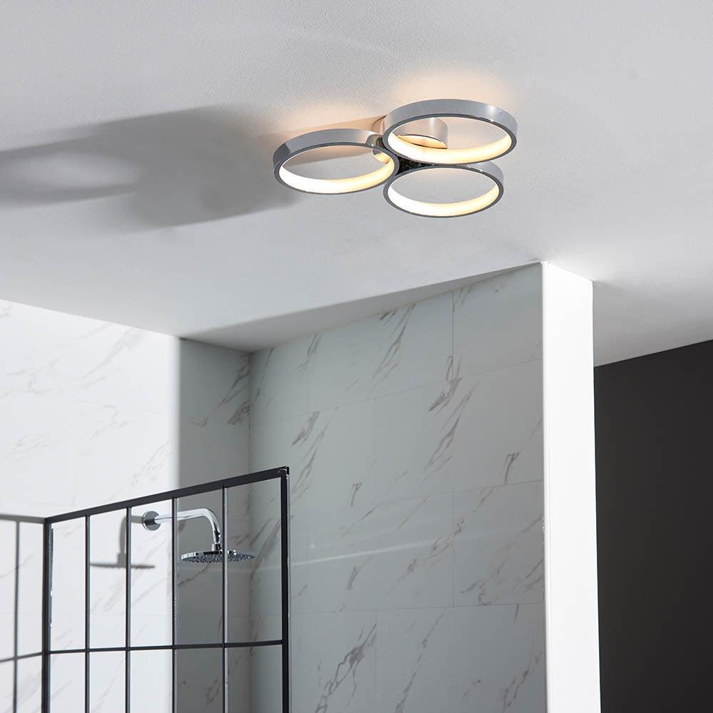 radius 3 light semi flush bathroom ceiling light light by Endon Lighting Living Room Unlit Shot